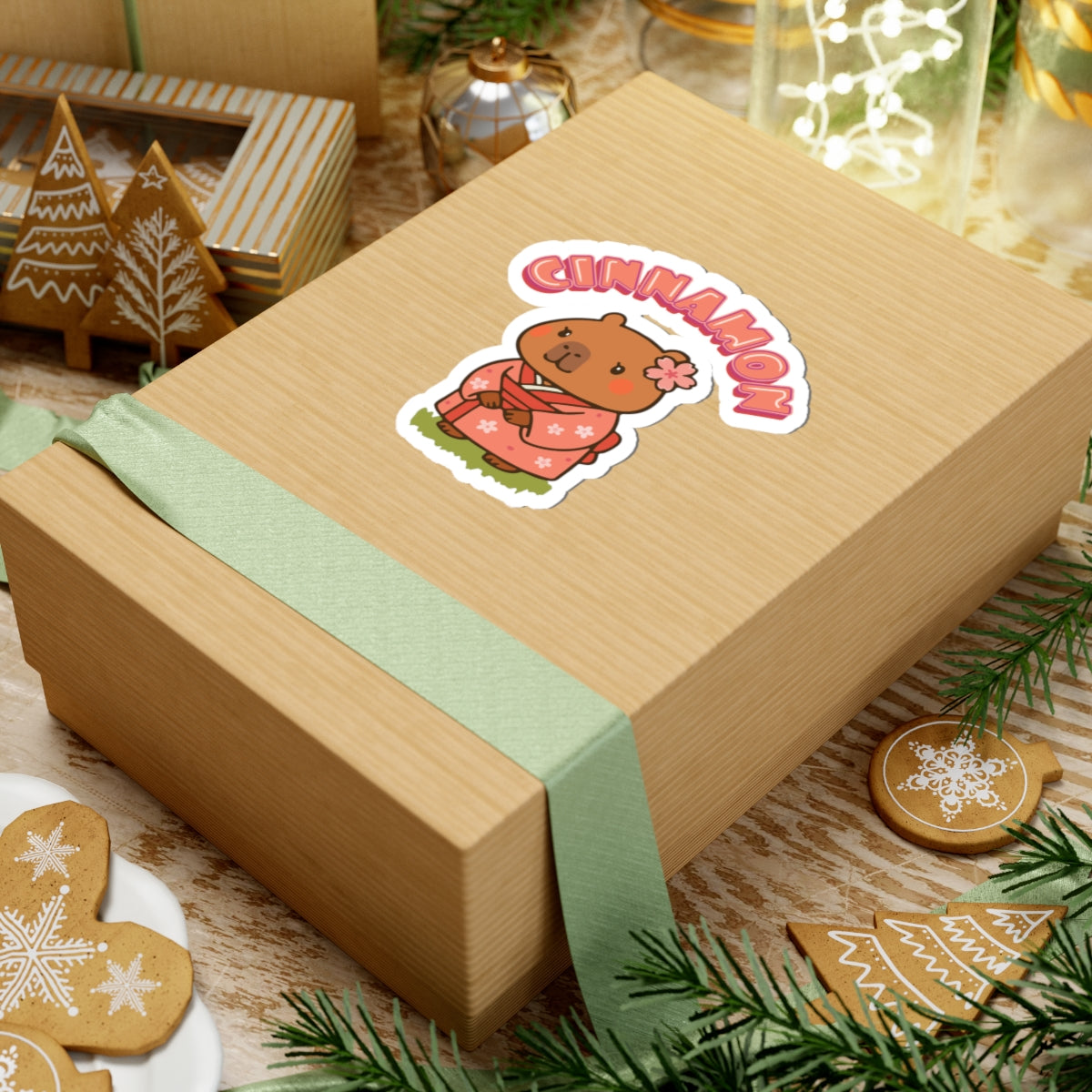 Cinnamon the Cherry Blossom Lover Capybara Cartoon Stickers, Cute Kawaii Animal Gift