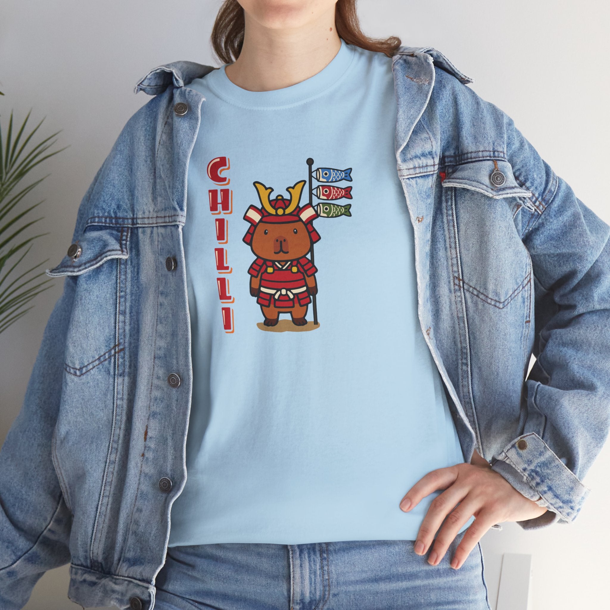 Chilli the Samurai Warrior Capybara Cartoon T-Shirt, Cute Kawaii Animal Gift