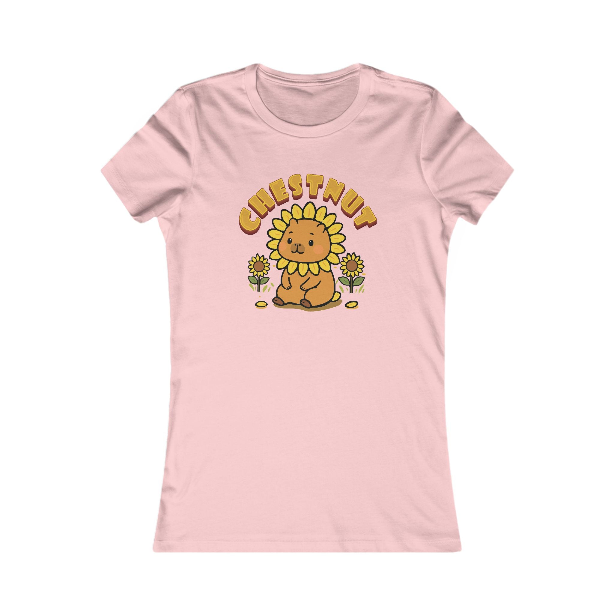 Chestnut the Sunflower Lover Capybara Cartoon T-Shirt, Cute Kawaii Animal Gift