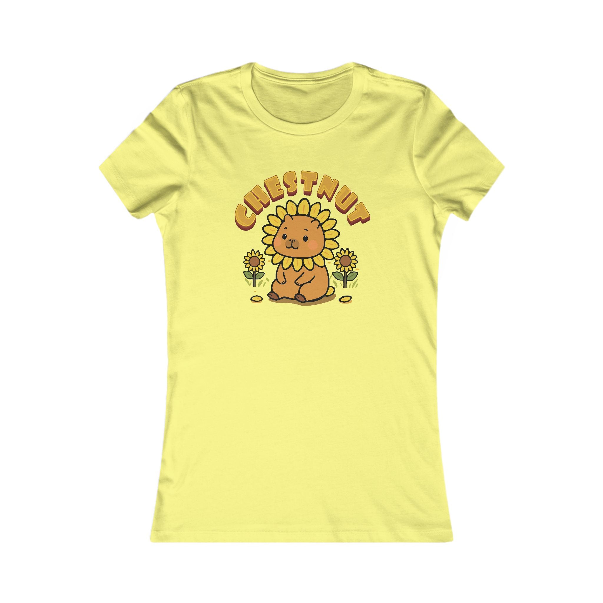 Chestnut the Sunflower Lover Capybara Cartoon T-Shirt, Cute Kawaii Animal Gift