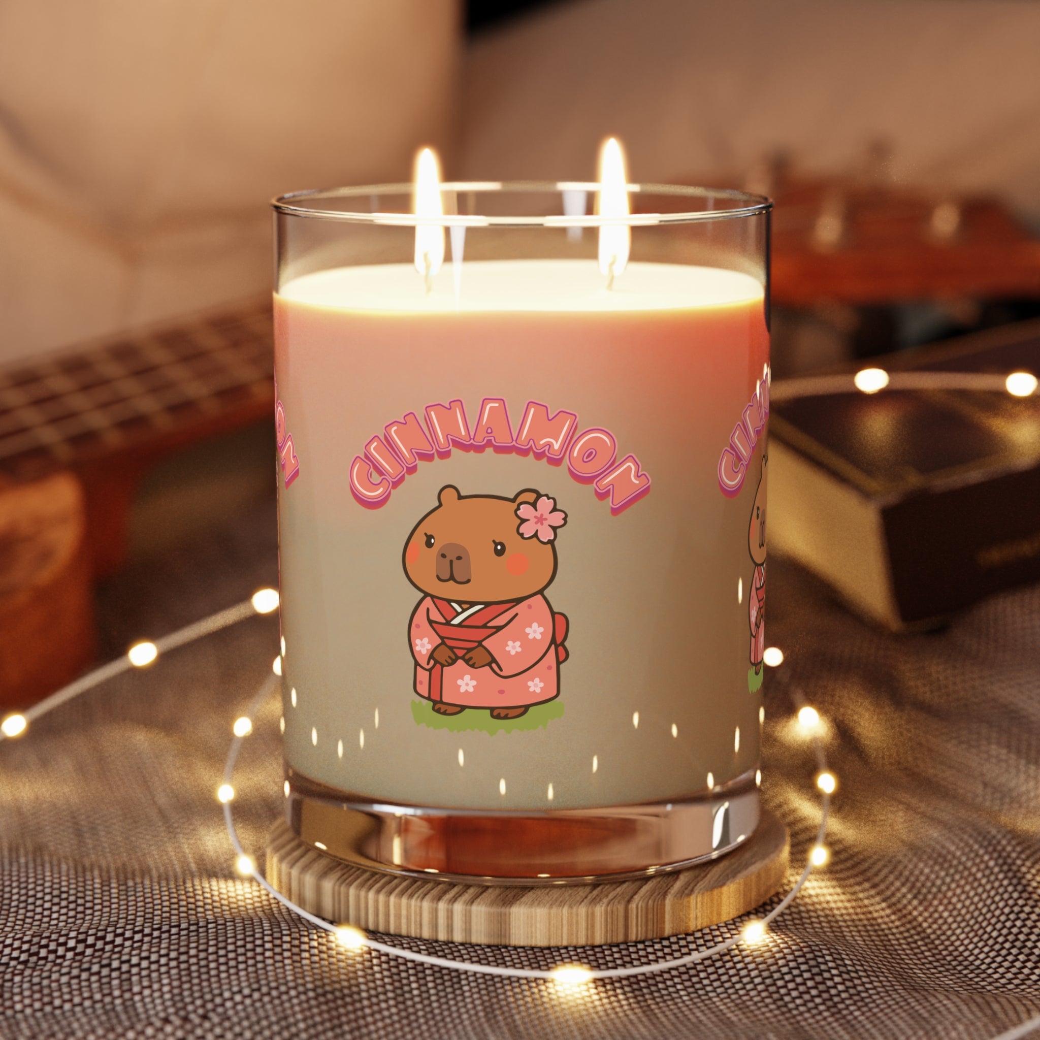 Cinnamon the Cherry Blossom Lover Capybara Cartoon Candle, Cute Kawaii Animal Gift