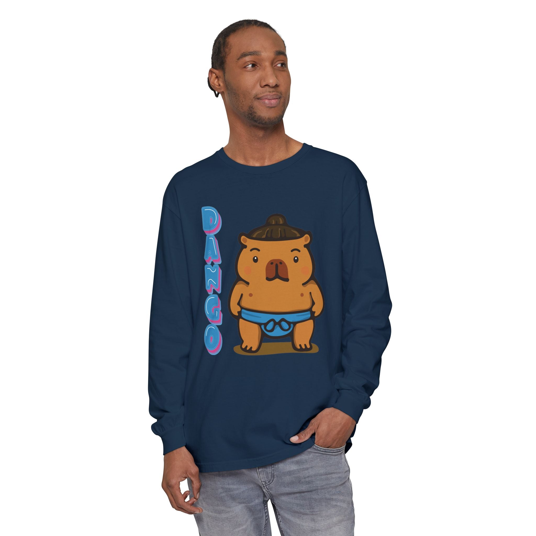 Dango the Sumo Lover Capybara Cartoon long sleeve shirt, Cute Kawaii Animal Gift