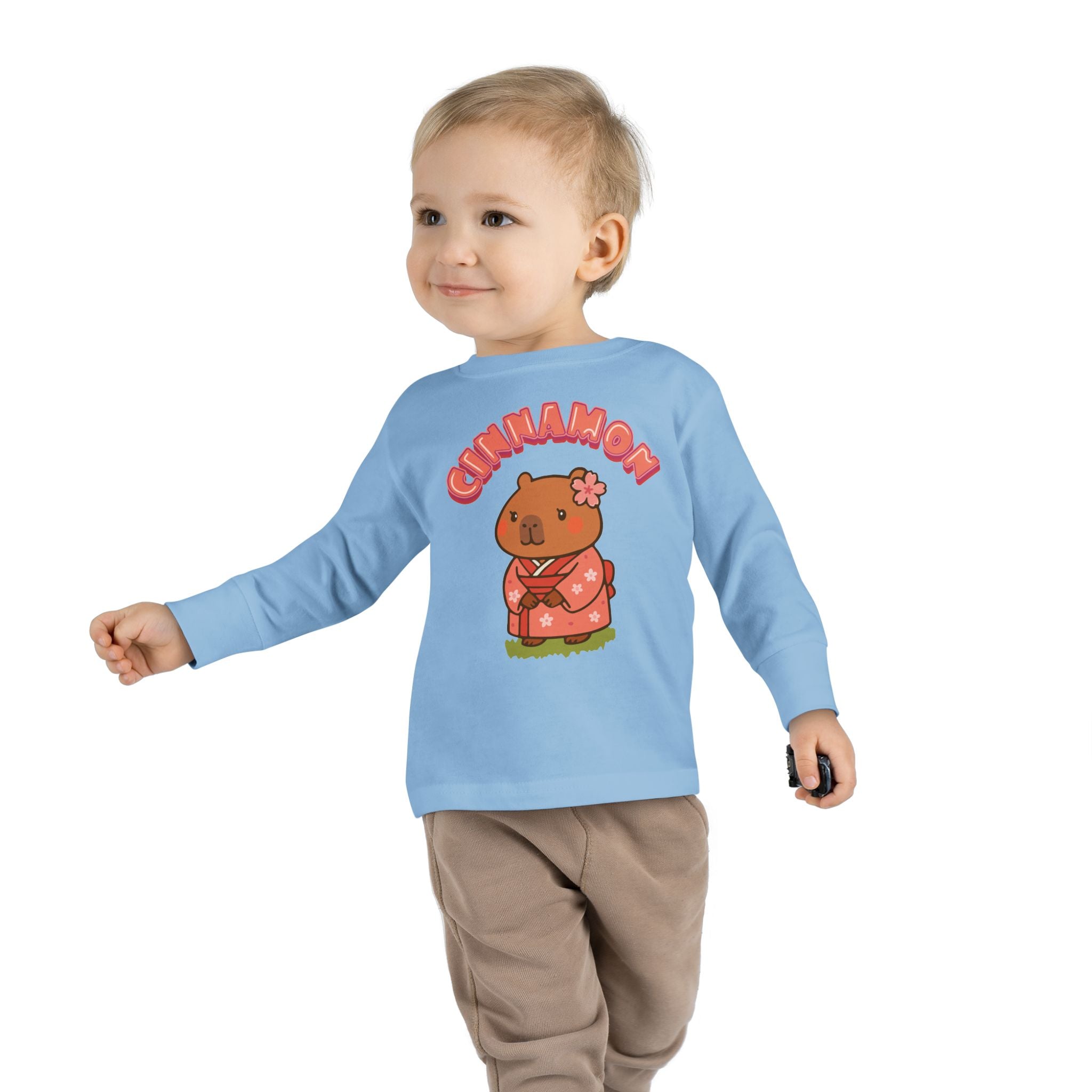 Cinnamon the Cherry Blossom Lover Capybara Cartoon long sleeve shirt, Cute Kawaii Animal Gift
