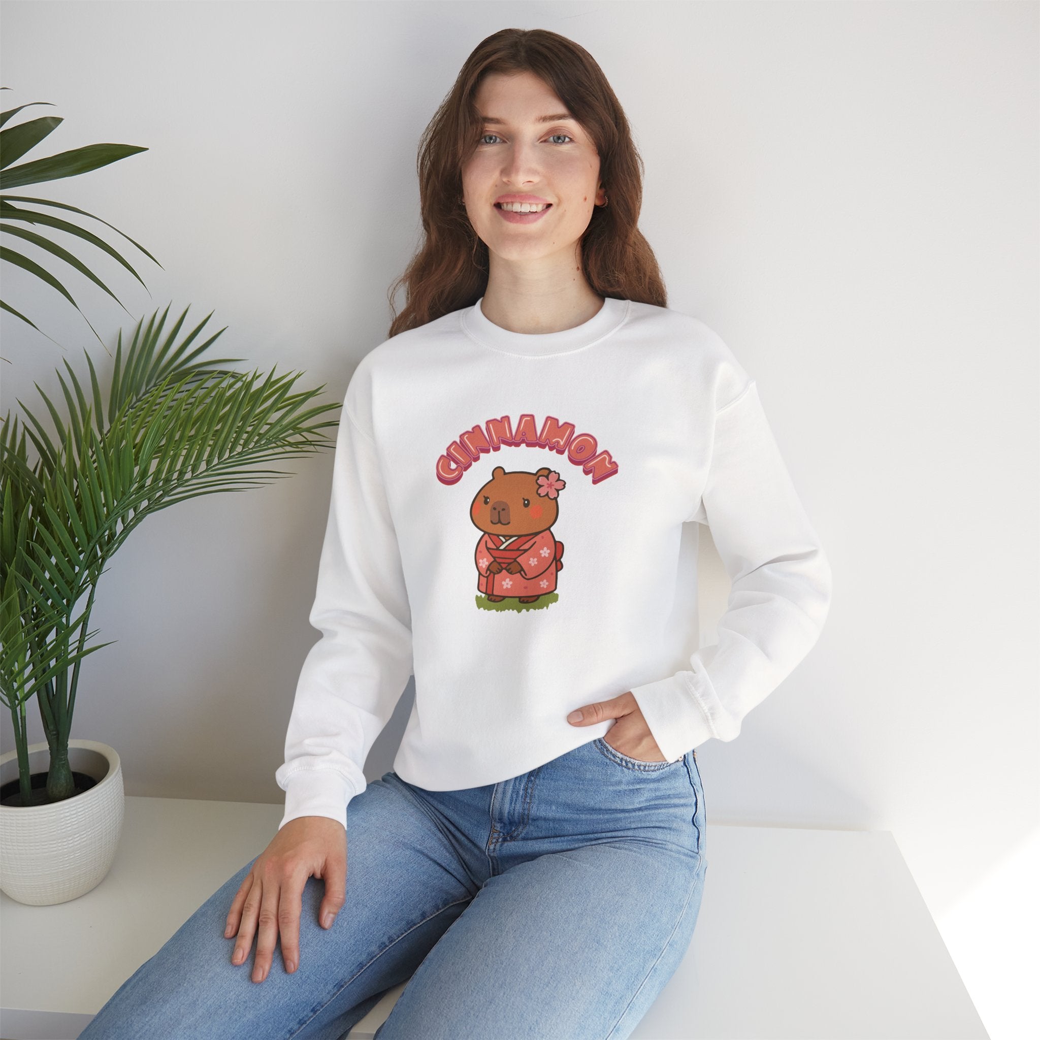 Cinnamon the Cherry Blossom Lover Capybara Cartoon Sweater, Cute Kawaii Animal Gift