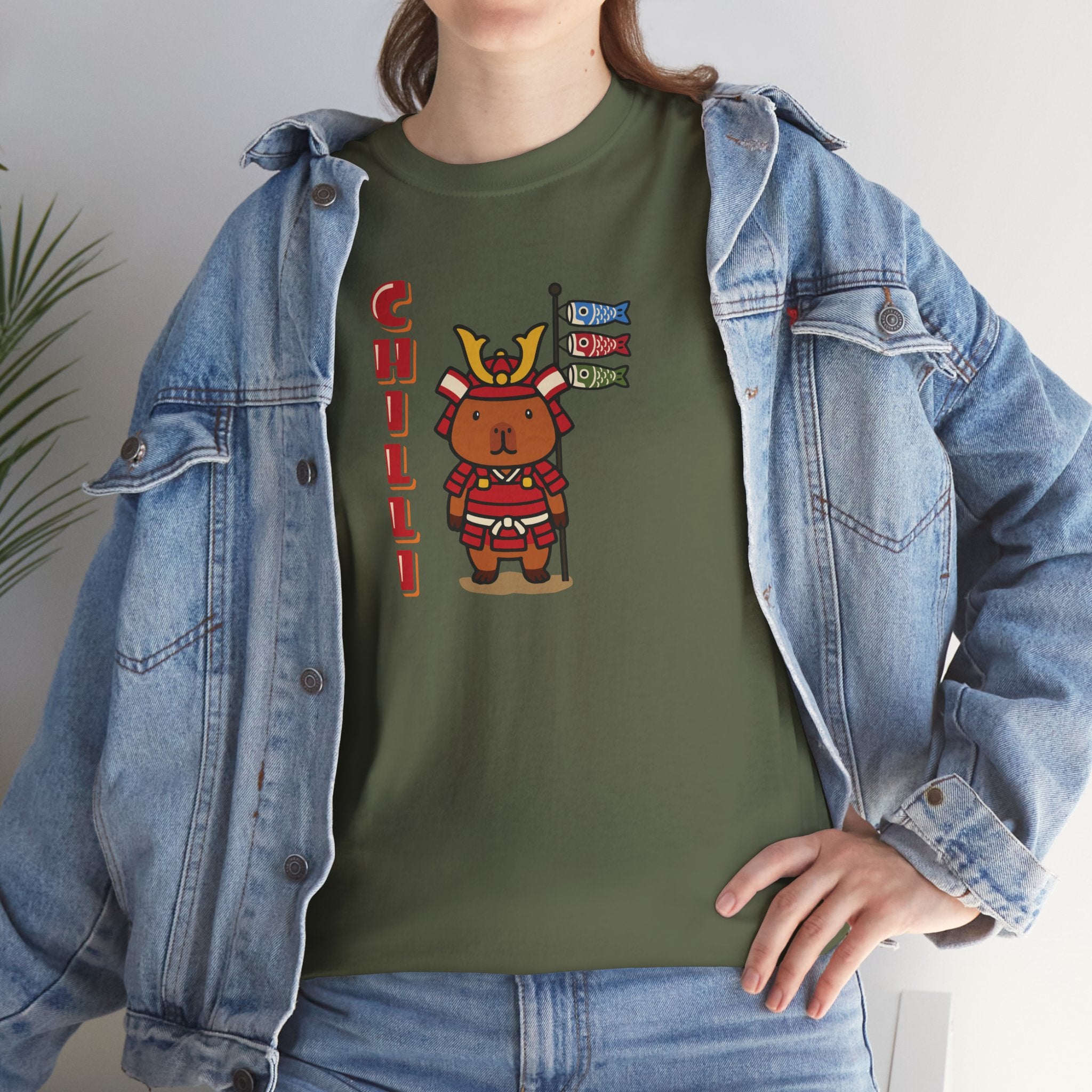 Chilli the Samurai Warrior Capybara Cartoon T-Shirt, Cute Kawaii Animal Gift