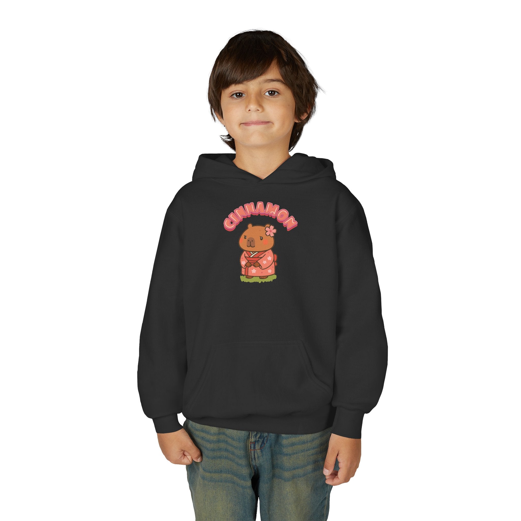 Cinnamon the Cherry Blossom Lover Capybara Cartoon Hoodie, Cute Kawaii Animal Gift