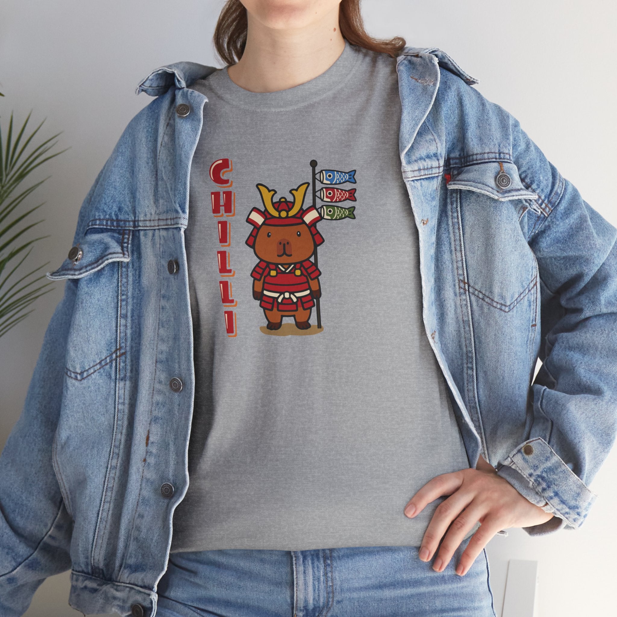 Chilli the Samurai Warrior Capybara Cartoon T-Shirt, Cute Kawaii Animal Gift