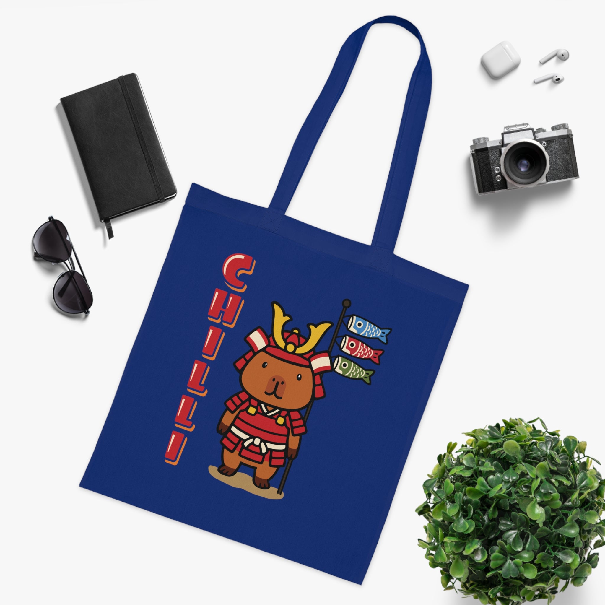 Chilli the Samurai Warrior Capybara Cartoon Tote Bag, Cute Kawaii Animal Gift