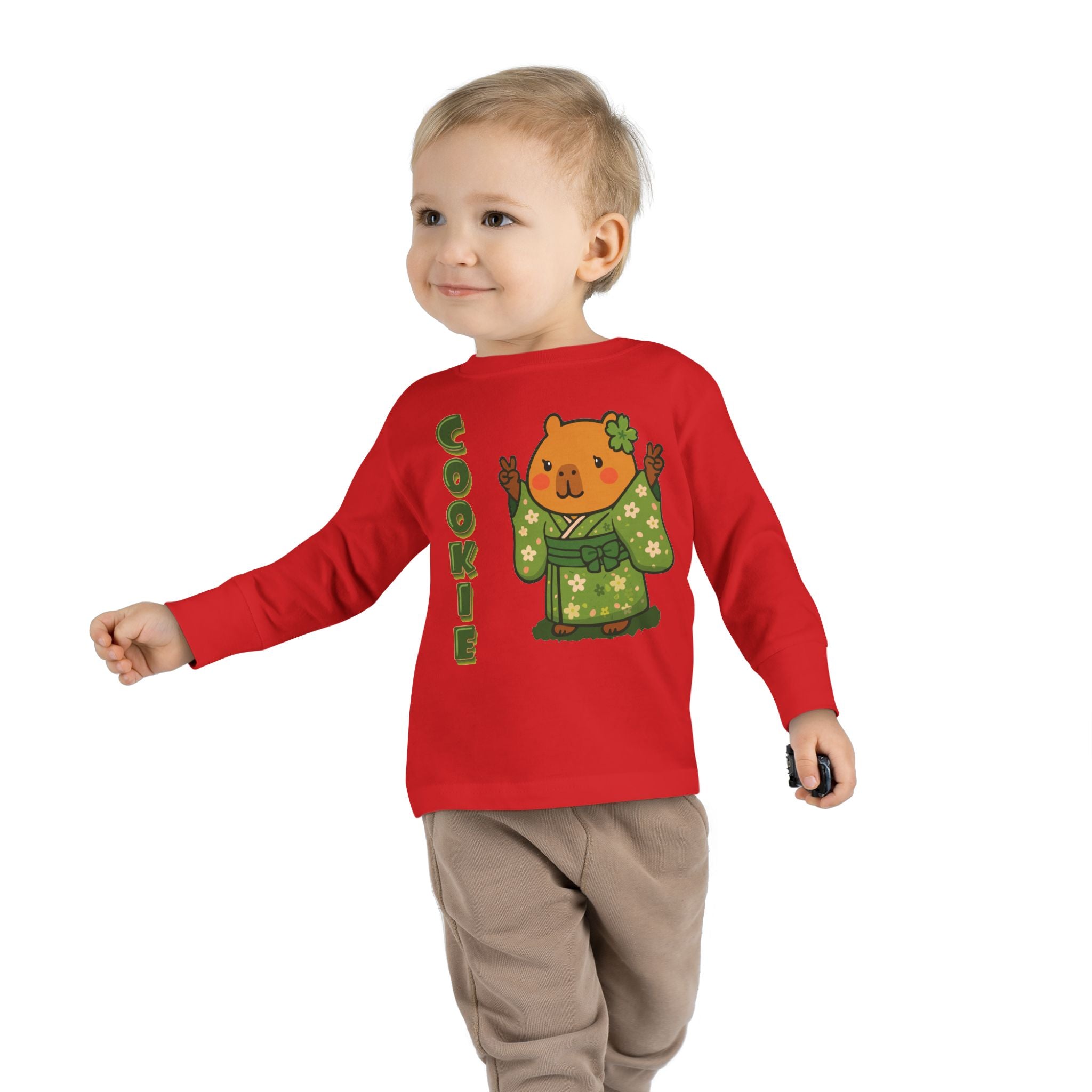 Cookie the Fun Lover Capybara Cartoon long sleeve shirt, Cute Kawaii Animal Gift