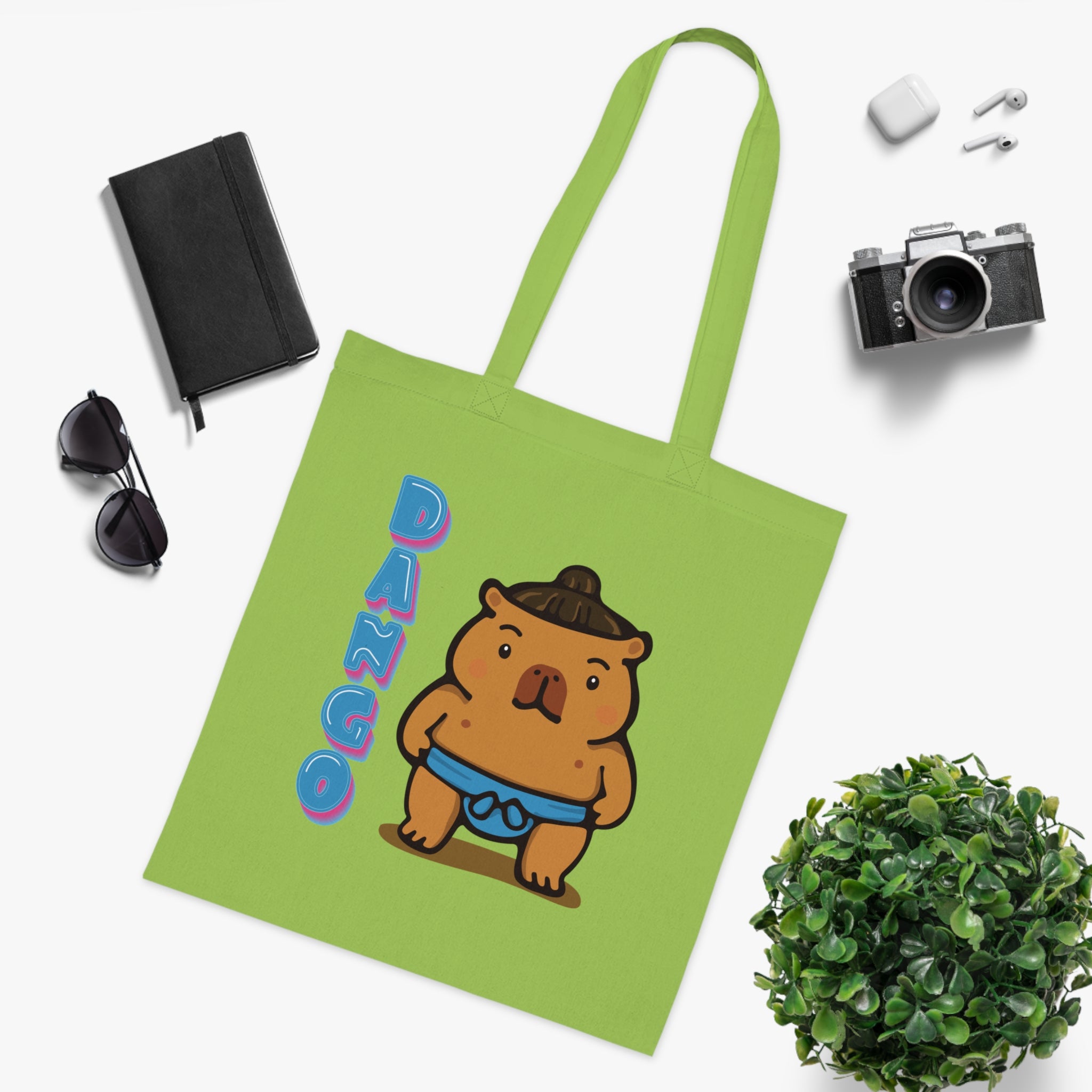 Dango the Sumo Lover Capybara Cartoon Tote Bag, Cute Kawaii Animal Gift