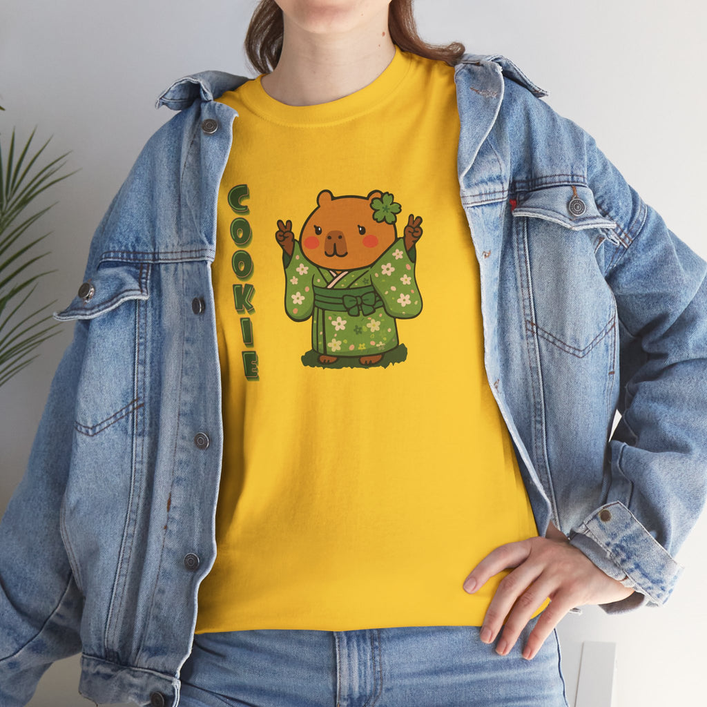 Cookie the Fun Lover Capybara Cartoon T-Shirt, Cute Kawaii Animal Gift