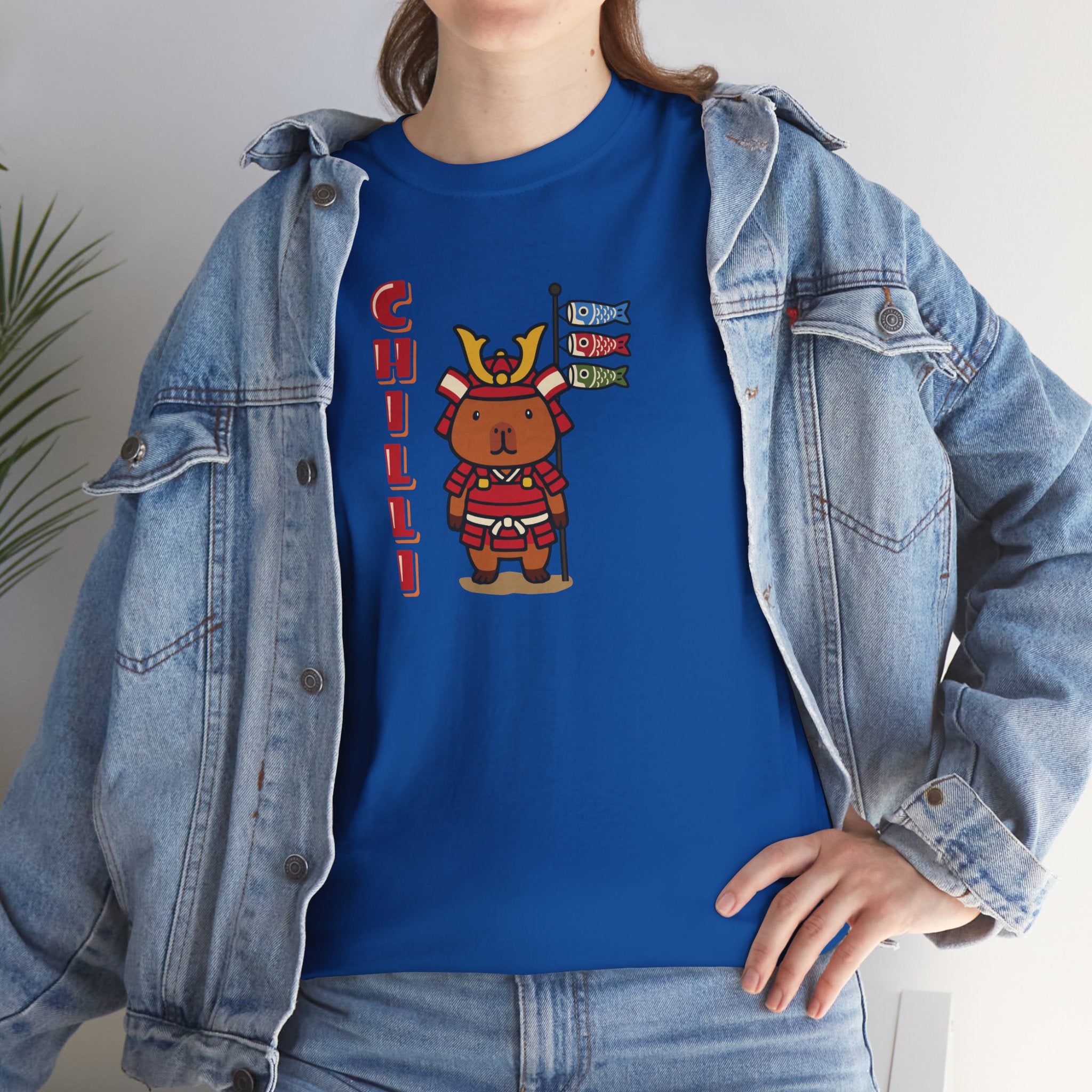 Chilli the Samurai Warrior Capybara Cartoon T-Shirt, Cute Kawaii Animal Gift