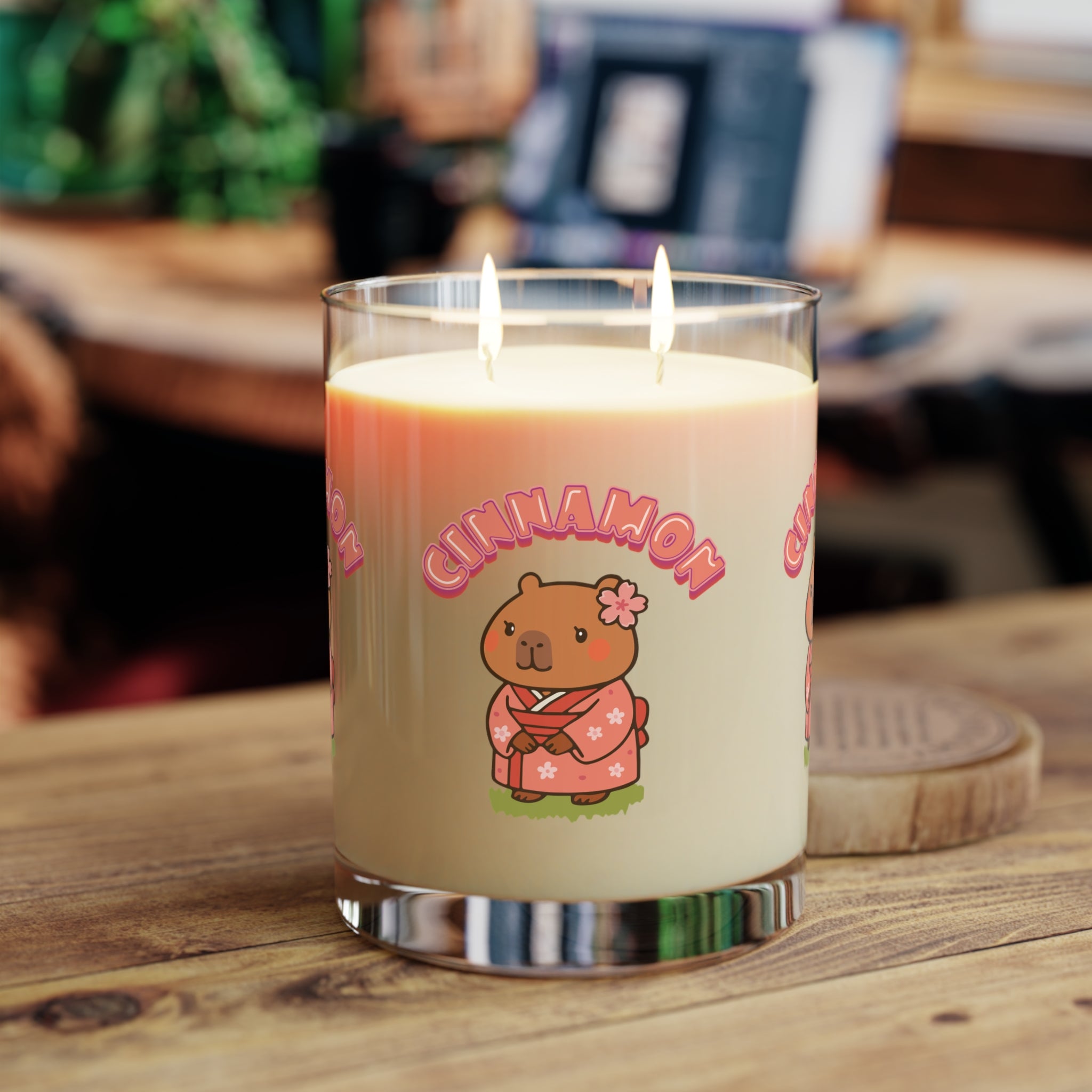 Cinnamon the Cherry Blossom Lover Capybara Cartoon Candle, Cute Kawaii Animal Gift