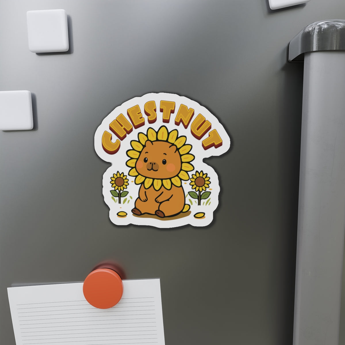 Chestnut the Sunflower Lover Capybara Cartoon Magnets, Cute Kawaii Animal Gift