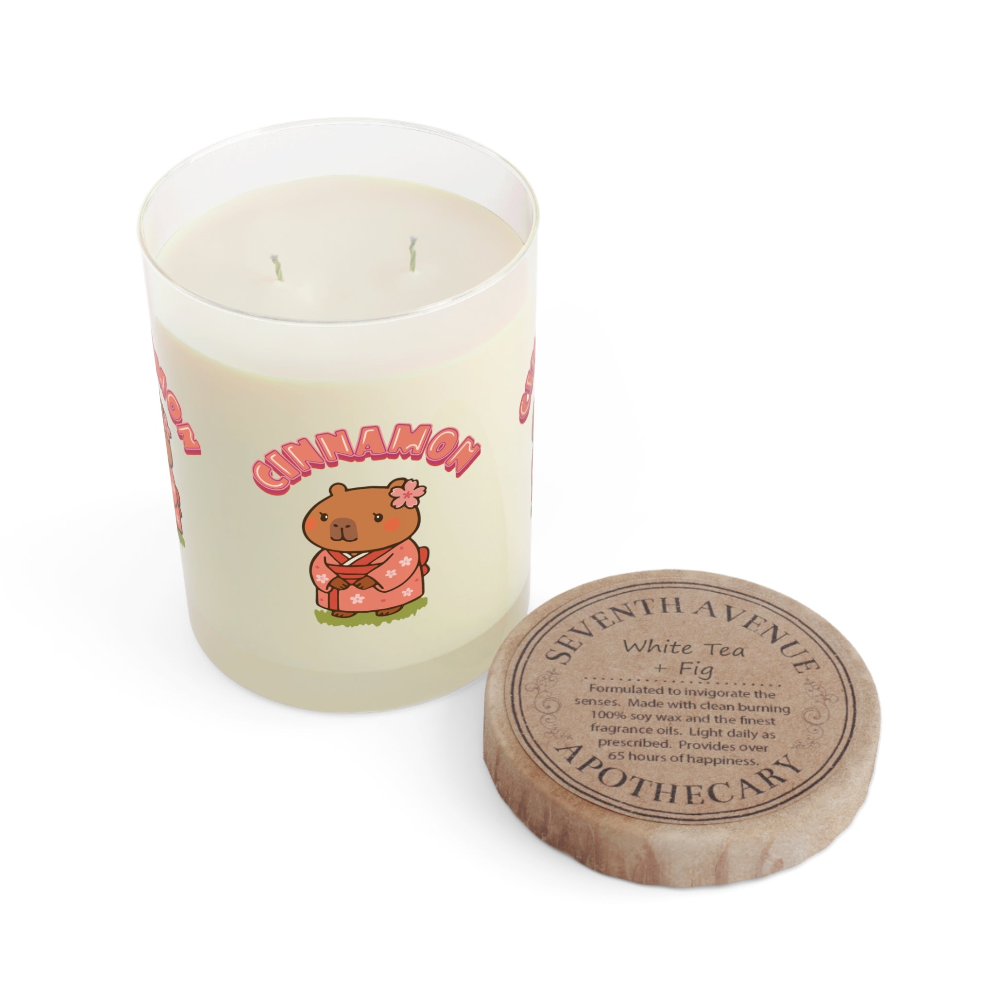 Cinnamon the Cherry Blossom Lover Capybara Cartoon Candle, Cute Kawaii Animal Gift