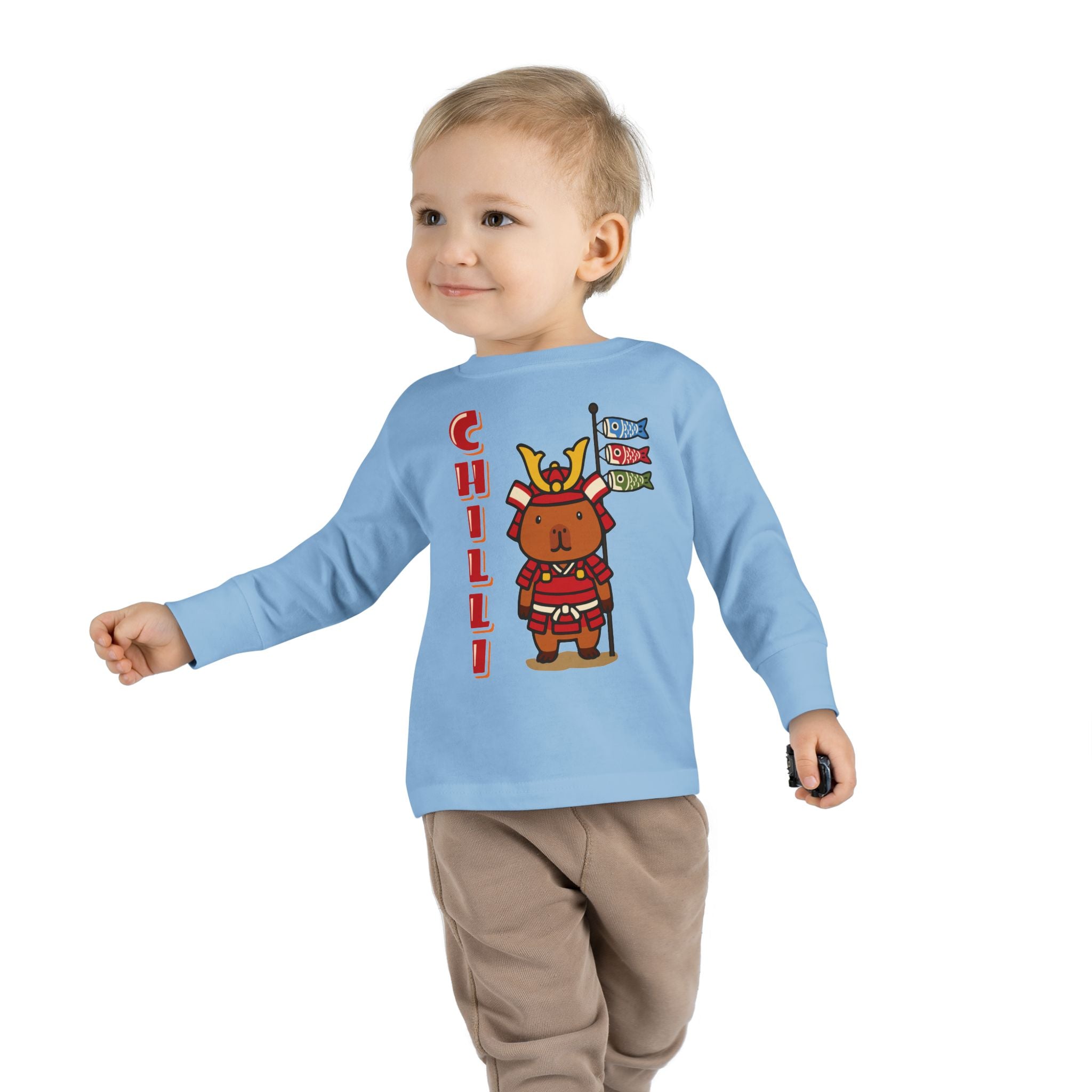 Chilli the Samurai Warrior Capybara Cartoon long sleeve shirt, Cute Kawaii Animal Gift