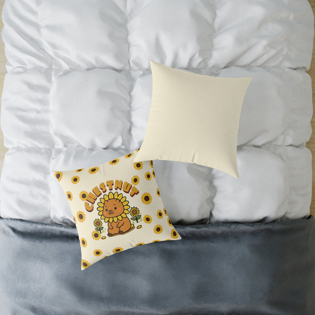 Chestnut the Sunflower Lover Capybara Cartoon Pillow, Cute Kawaii Animal Gift