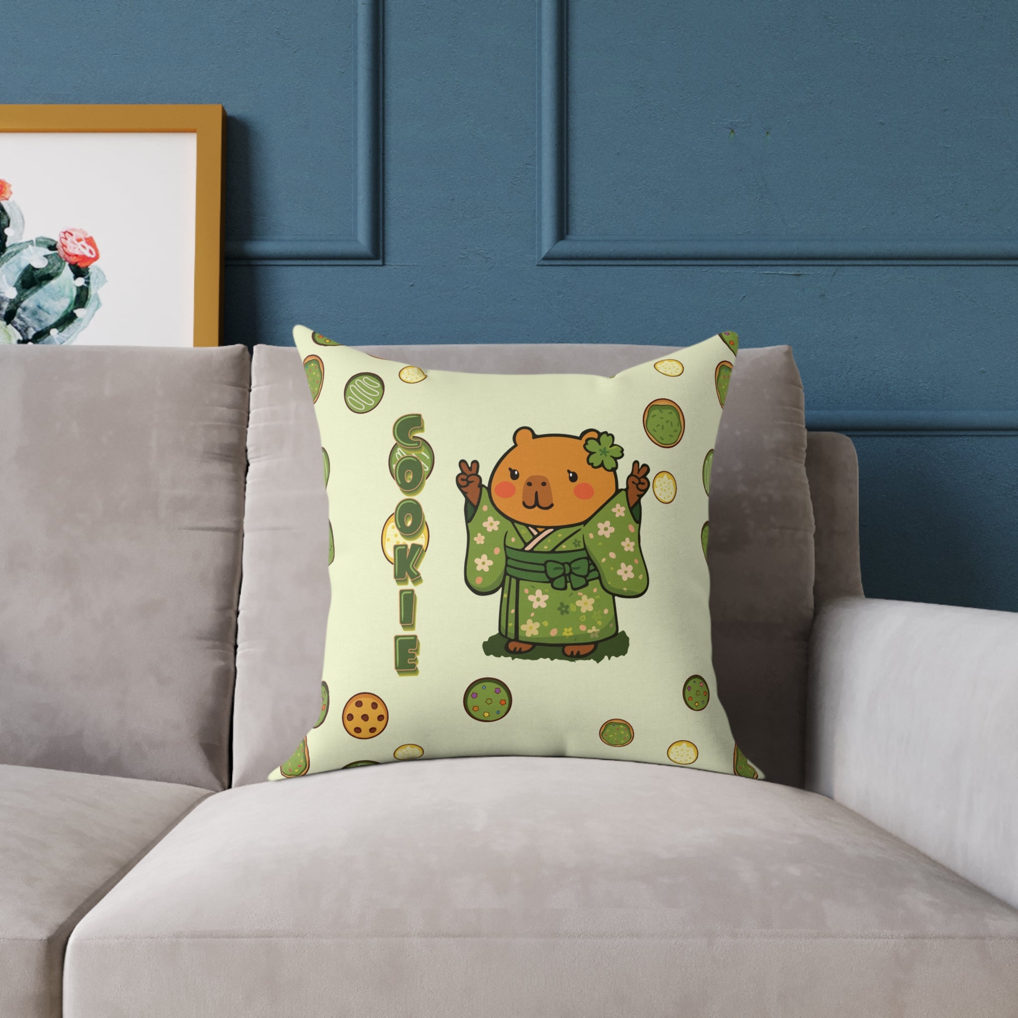Cookie the Fun Lover Capybara Cartoon Pillow, Cute Kawaii Animal Gift