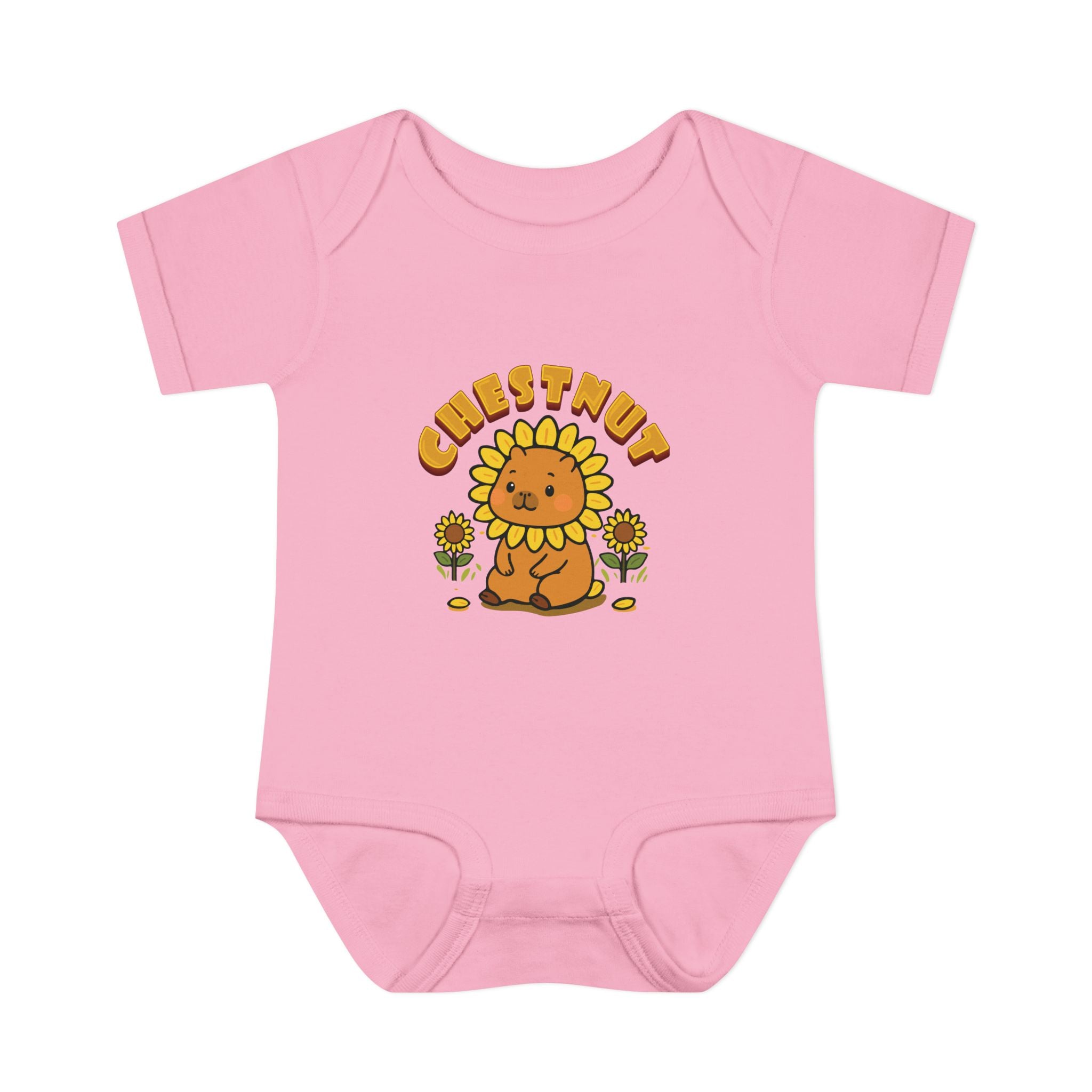 Chestnut the Sunflower Lover Capybara Cartoon Bodysuit, Cute Kawaii Animal Gift
