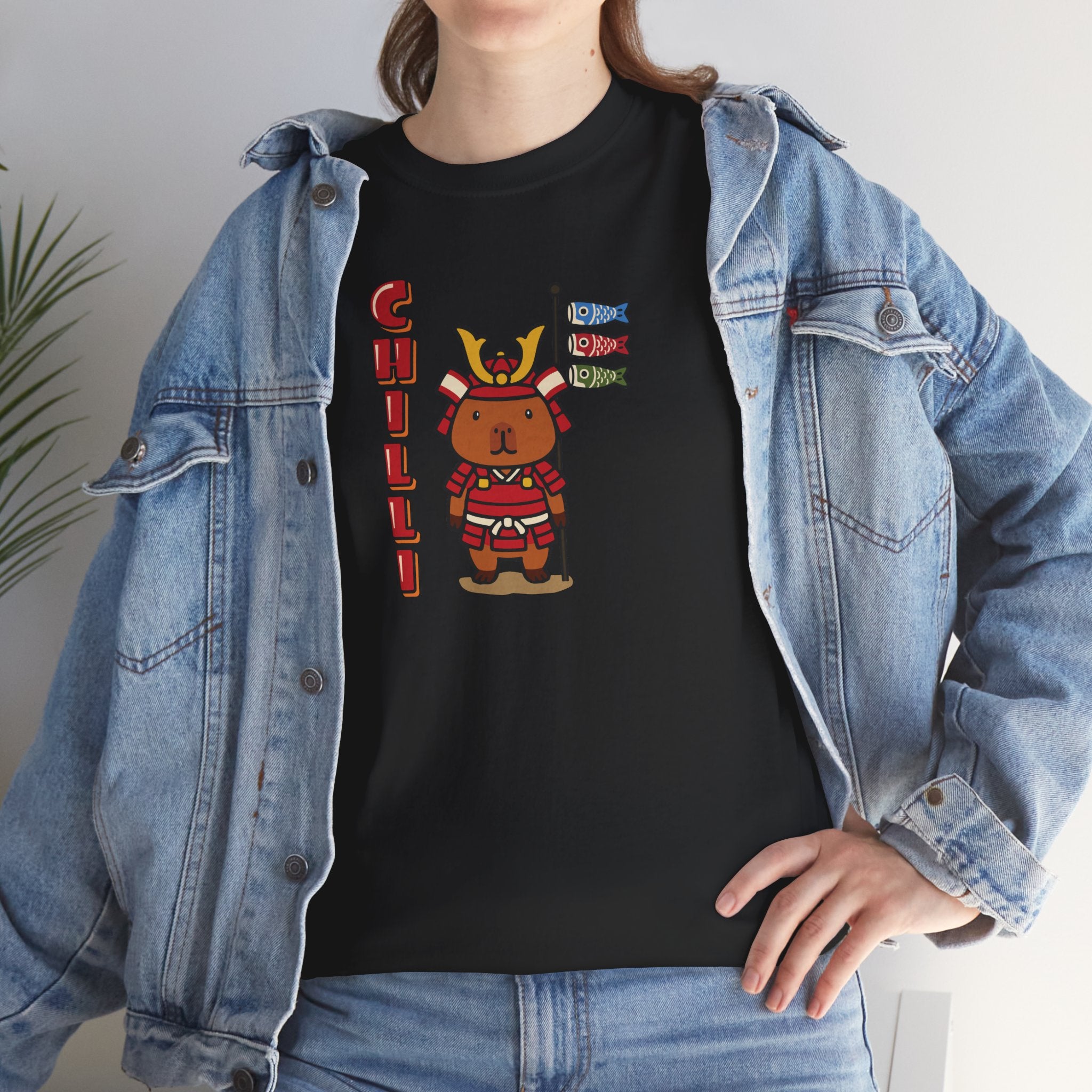 Chilli the Samurai Warrior Capybara Cartoon T-Shirt, Cute Kawaii Animal Gift