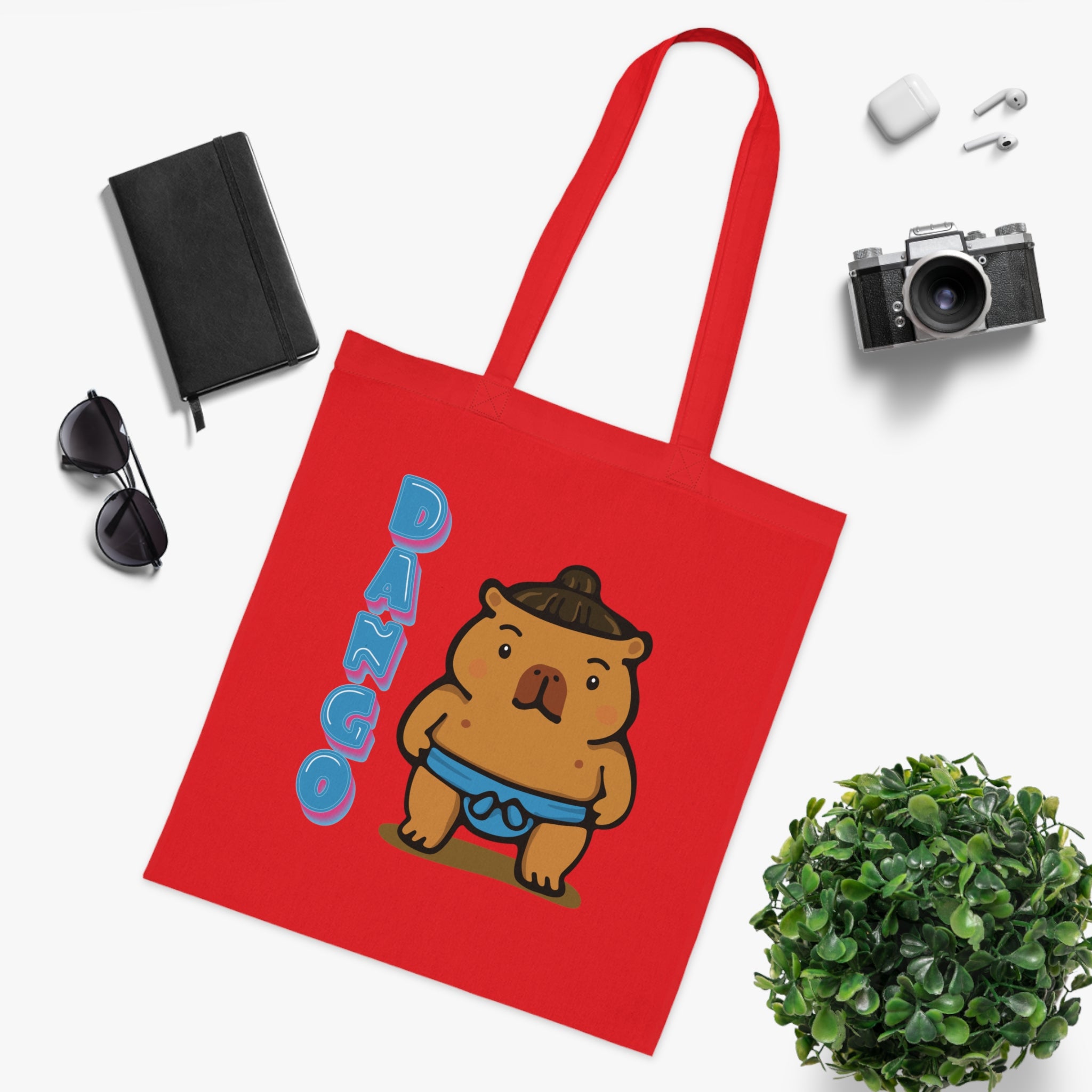 Dango the Sumo Lover Capybara Cartoon Tote Bag, Cute Kawaii Animal Gift