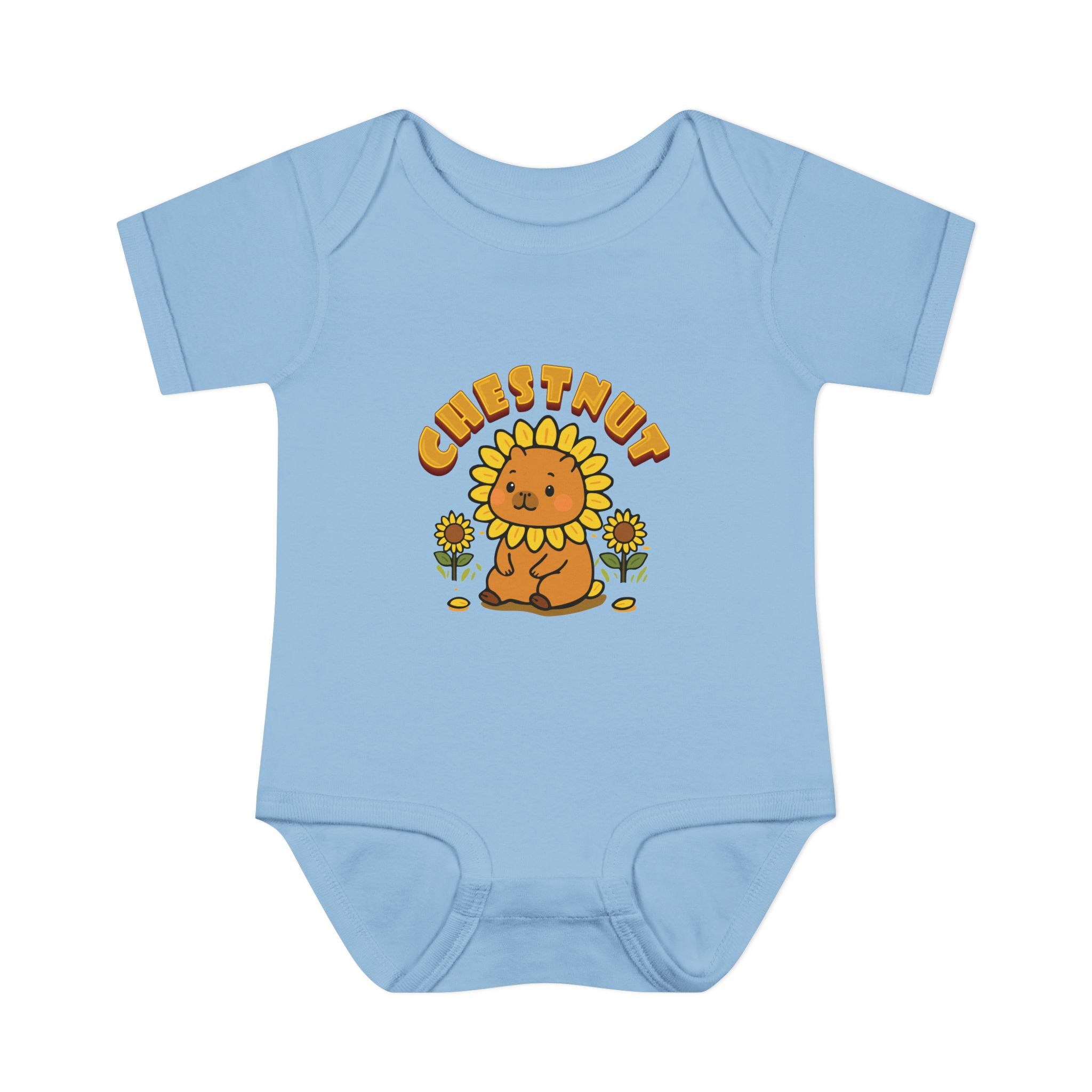 Chestnut the Sunflower Lover Capybara Cartoon Bodysuit, Cute Kawaii Animal Gift