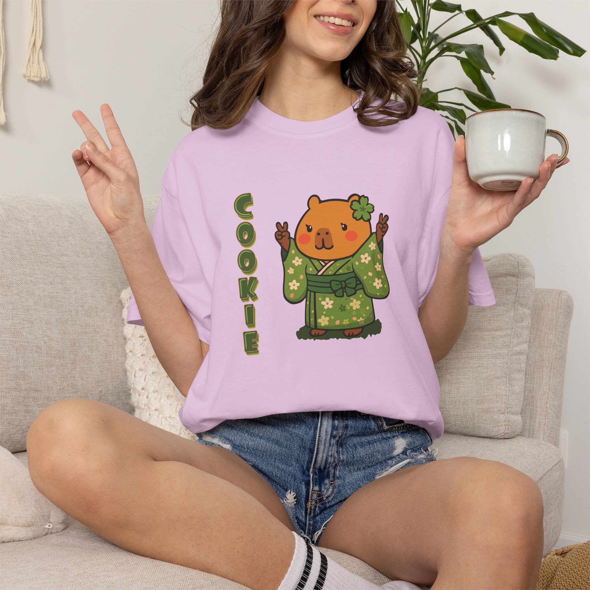 Cookie the Fun Lover Capybara Cartoon T-Shirt, Cute Kawaii Animal Gift