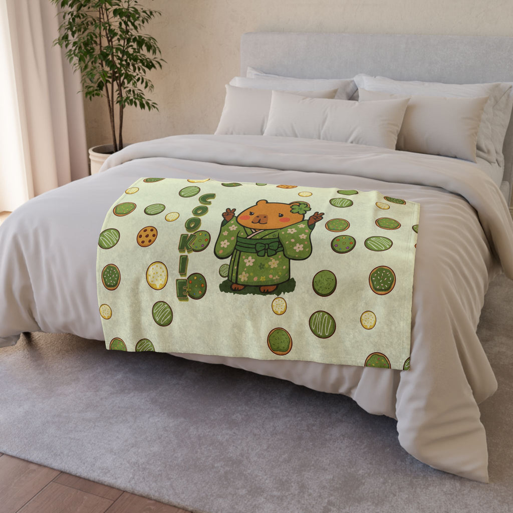 Cookie the Fun Lover Capybara Cartoon Soft Blanket, Cute Kawaii Animal Gift