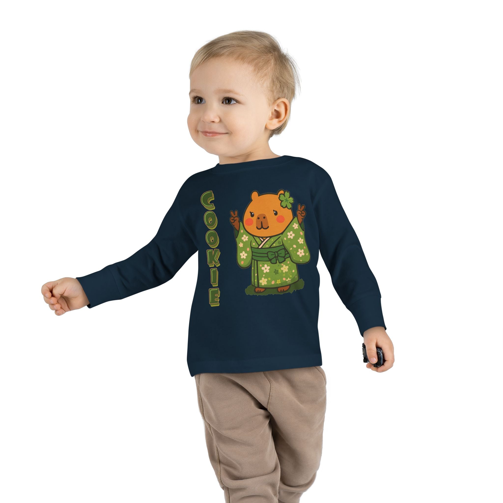 Cookie the Fun Lover Capybara Cartoon long sleeve shirt, Cute Kawaii Animal Gift
