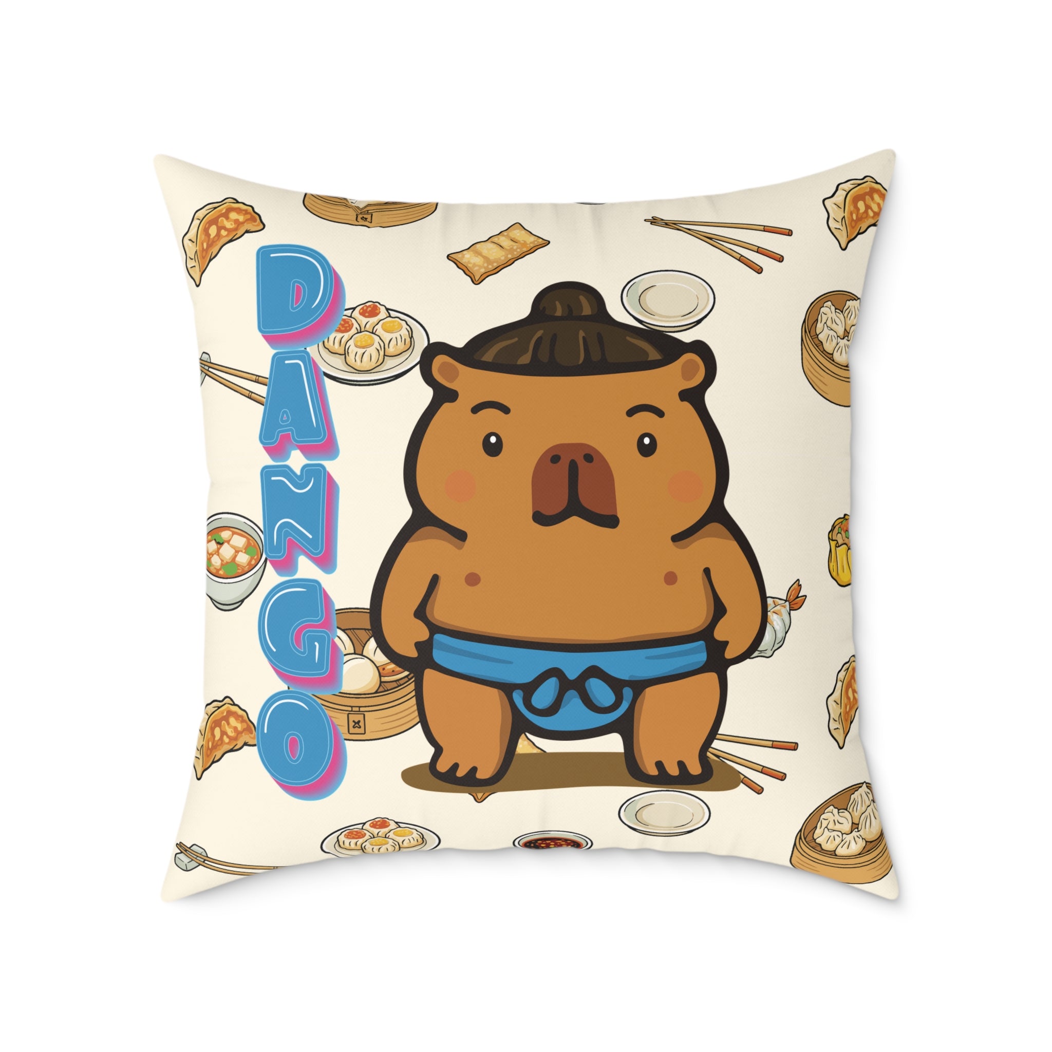 Dango the Sumo Lover Capybara Cartoon Pillow, Cute Kawaii Animal Gift