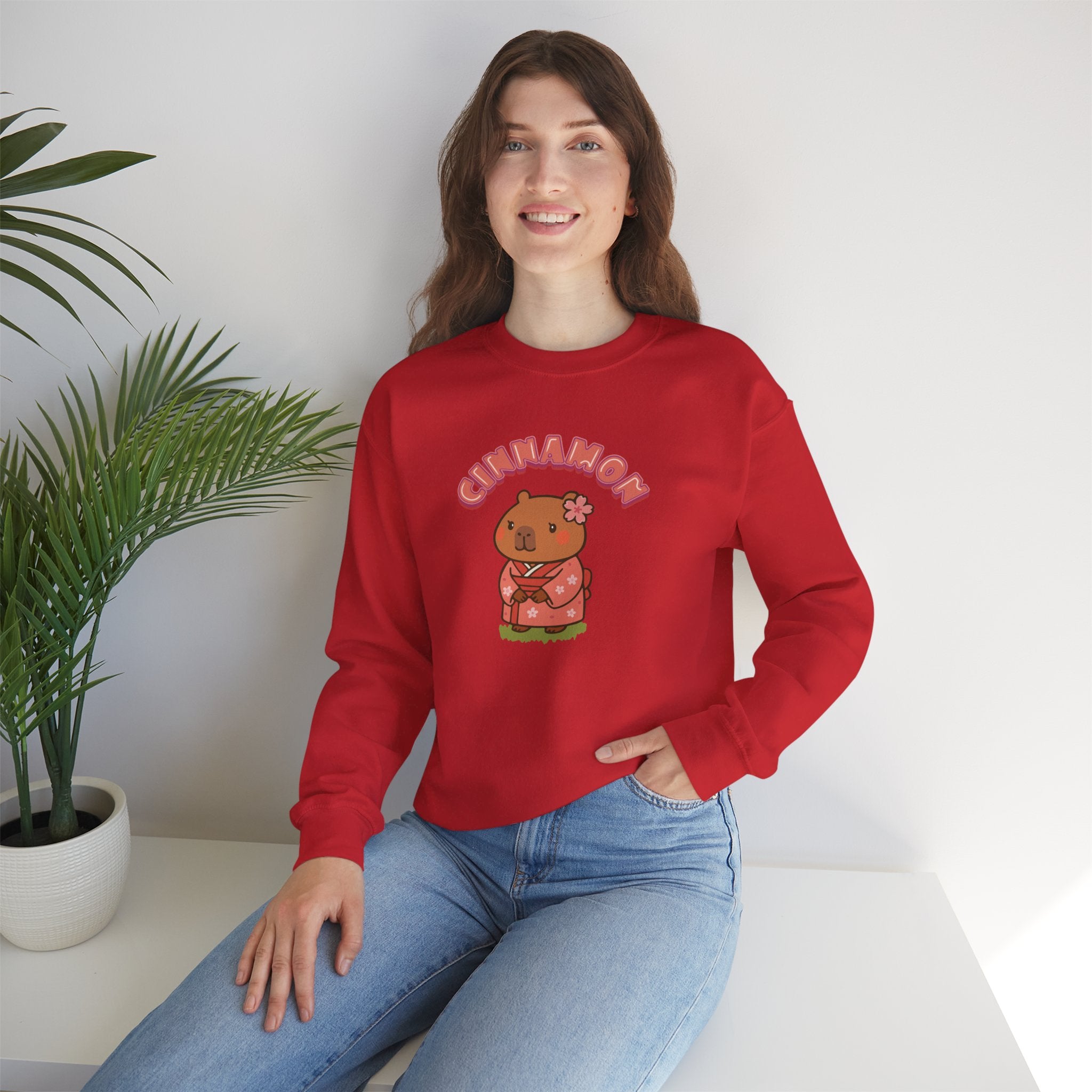 Cinnamon the Cherry Blossom Lover Capybara Cartoon Sweater, Cute Kawaii Animal Gift