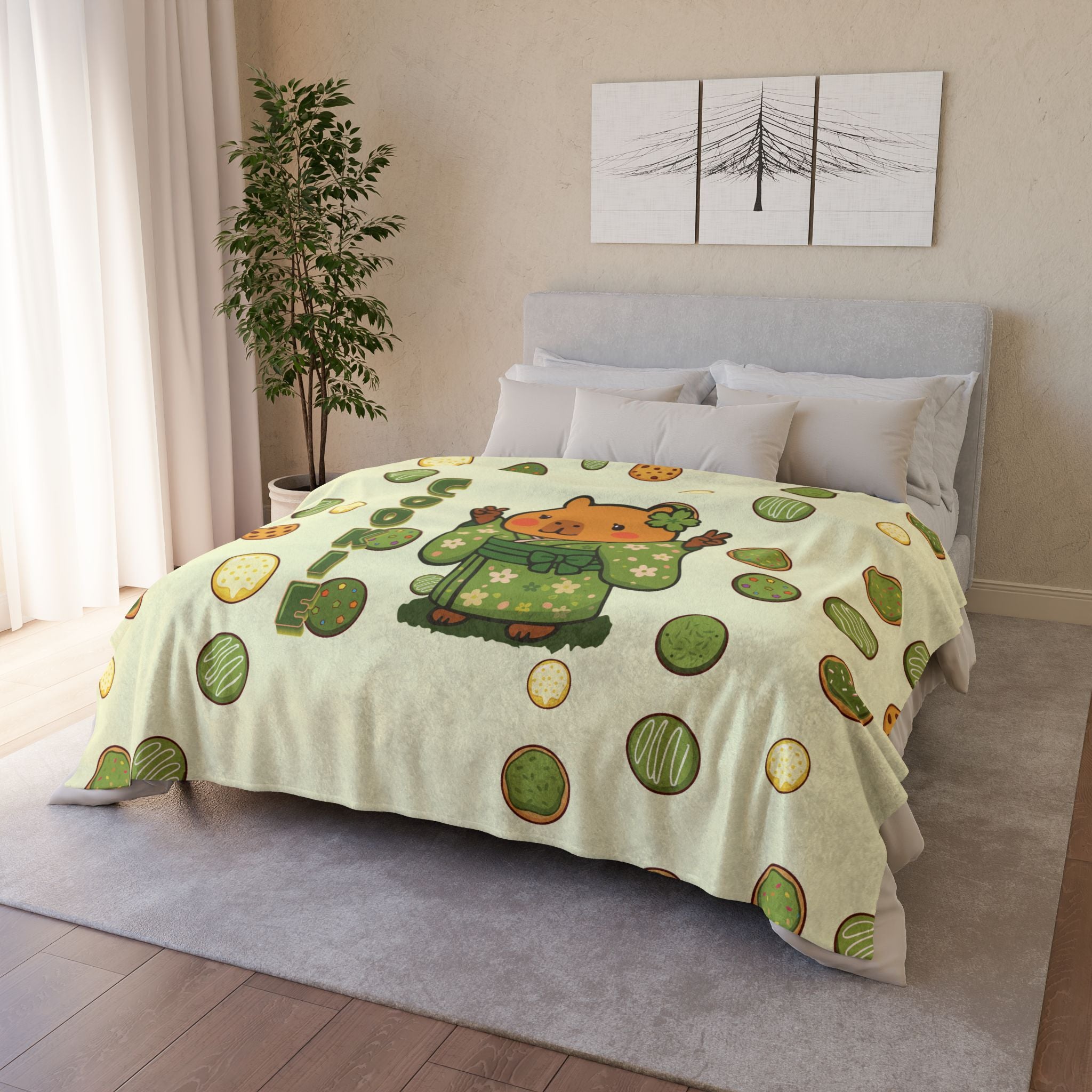 Cookie the Fun Lover Capybara Cartoon Soft Blanket, Cute Kawaii Animal Gift