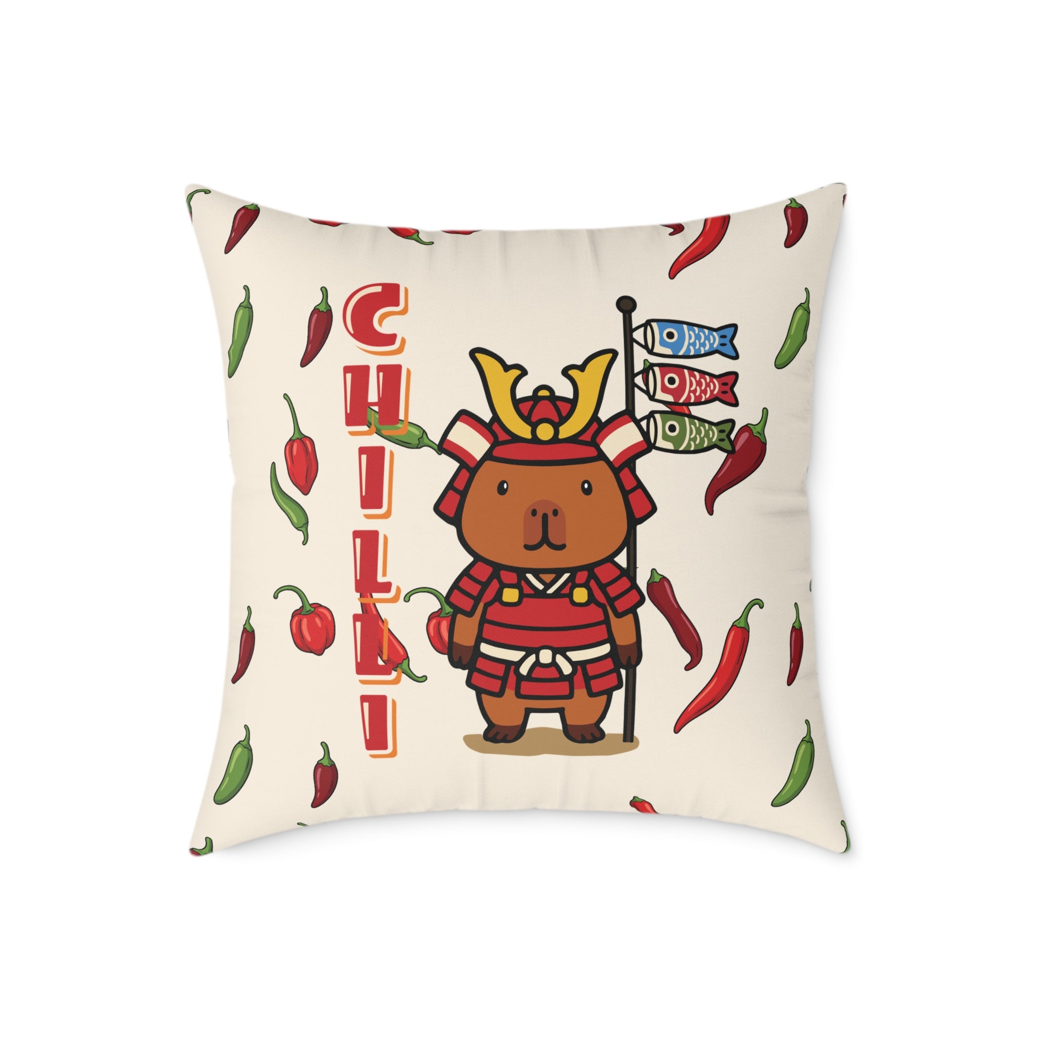 Chilli the Samurai Warrior Capybara Cartoon Pillow, Cute Kawaii Animal Gift