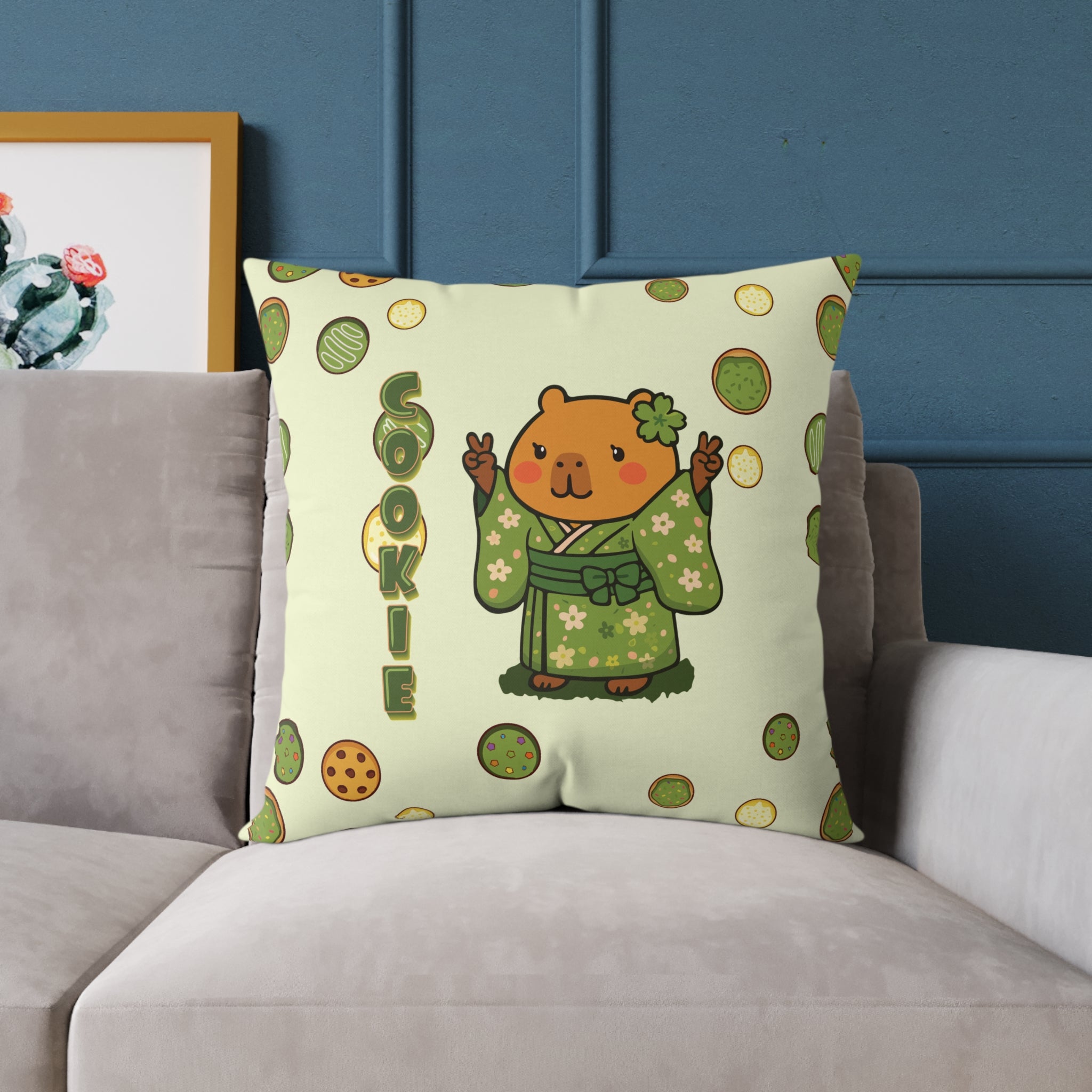 Cookie the Fun Lover Capybara Cartoon Pillow, Cute Kawaii Animal Gift