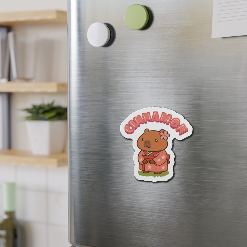 Cinnamon the Cherry Blossom Lover Capybara Cartoon Magnets, Cute Kawaii Animal Gift