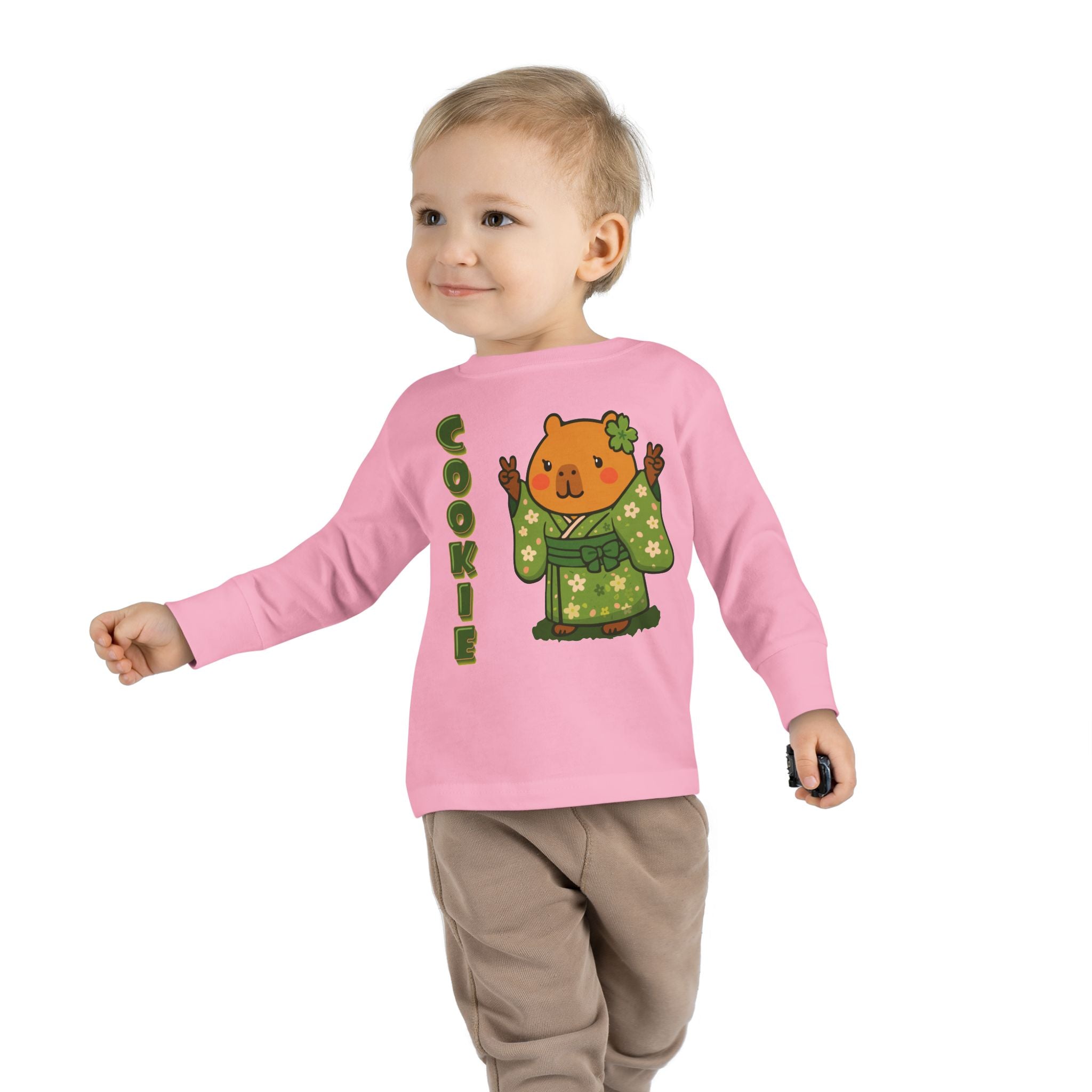 Cookie the Fun Lover Capybara Cartoon long sleeve shirt, Cute Kawaii Animal Gift