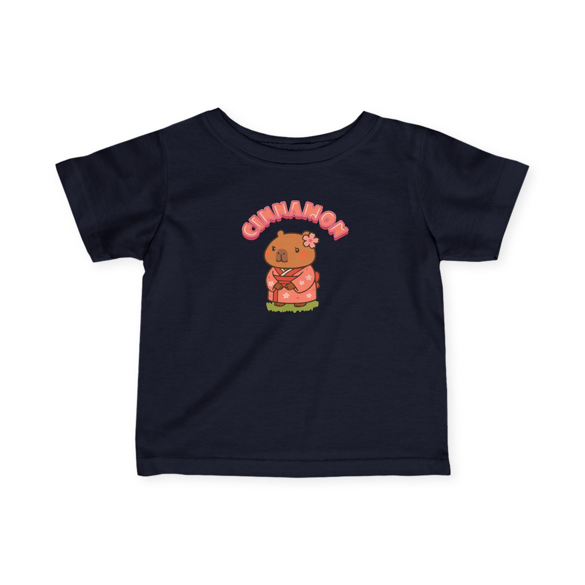 Cinnamon the Cherry Blossom Lover Capybara Cartoon T-Shirt, Cute Kawaii Animal Gift