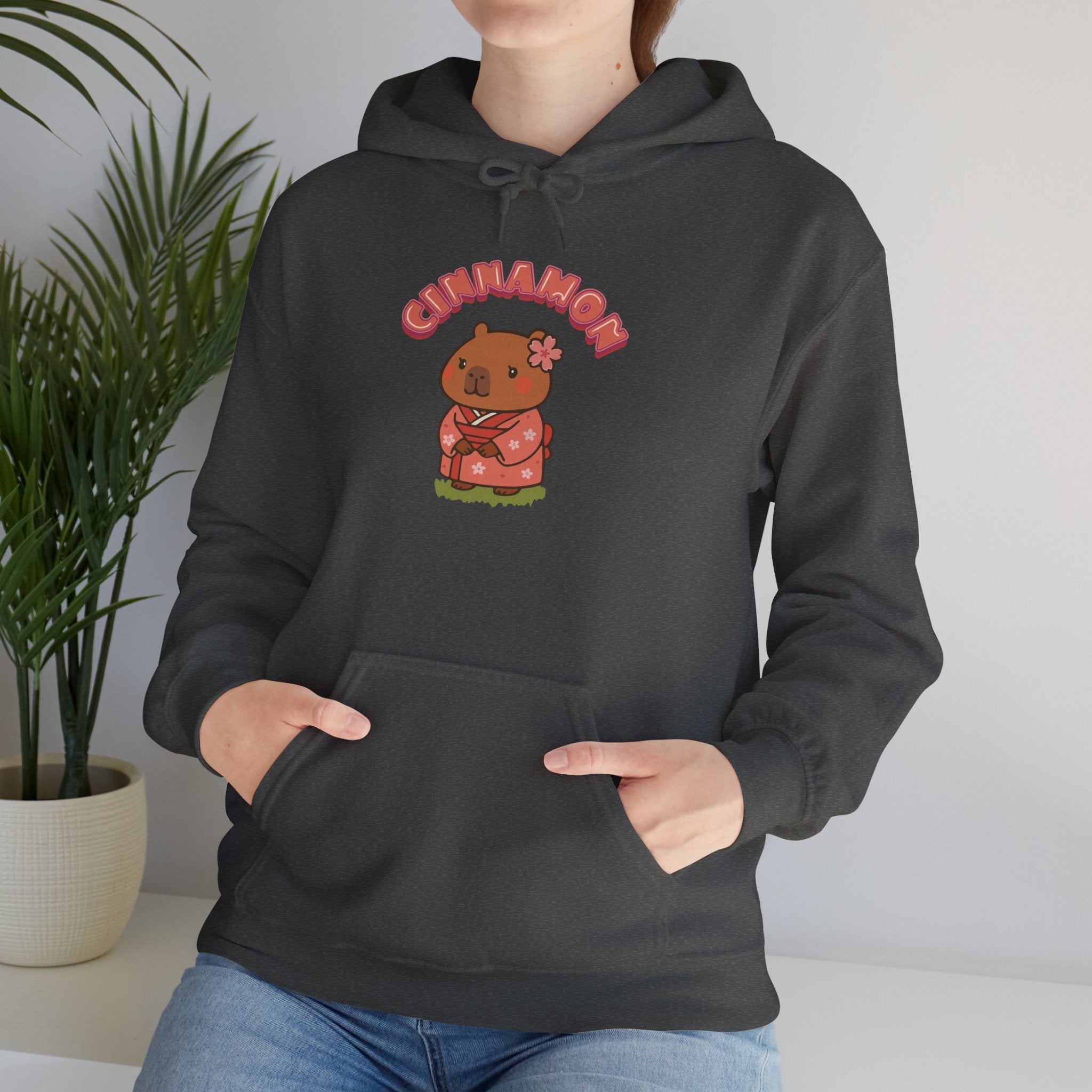 Cinnamon the Cherry Blossom Lover Capybara Cartoon Hoodie, Cute Kawaii Animal Gift
