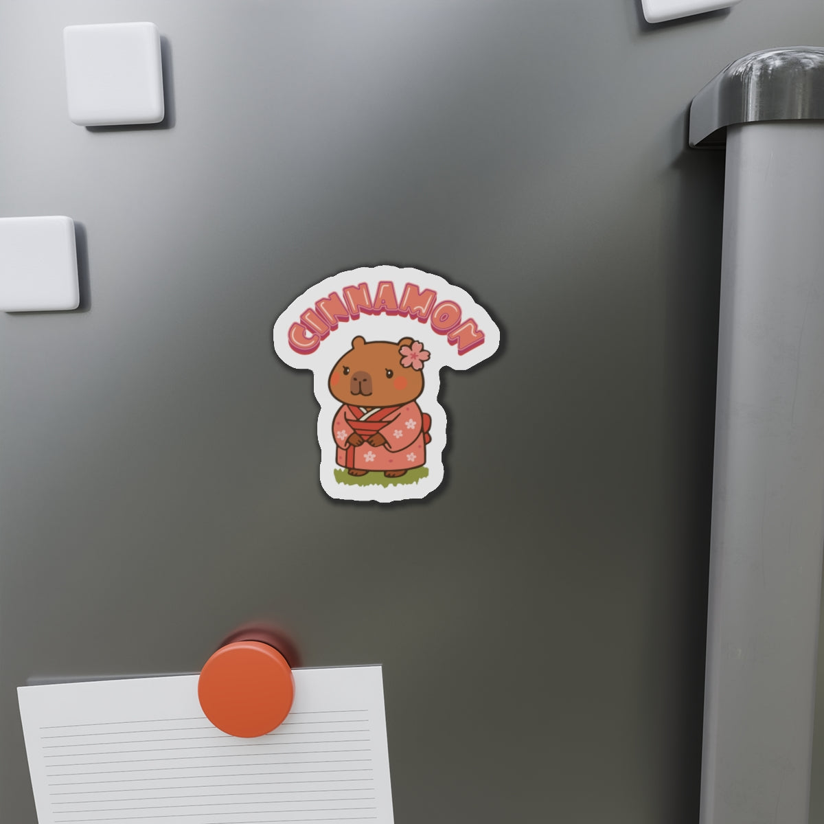 Cinnamon the Cherry Blossom Lover Capybara Cartoon Magnets, Cute Kawaii Animal Gift