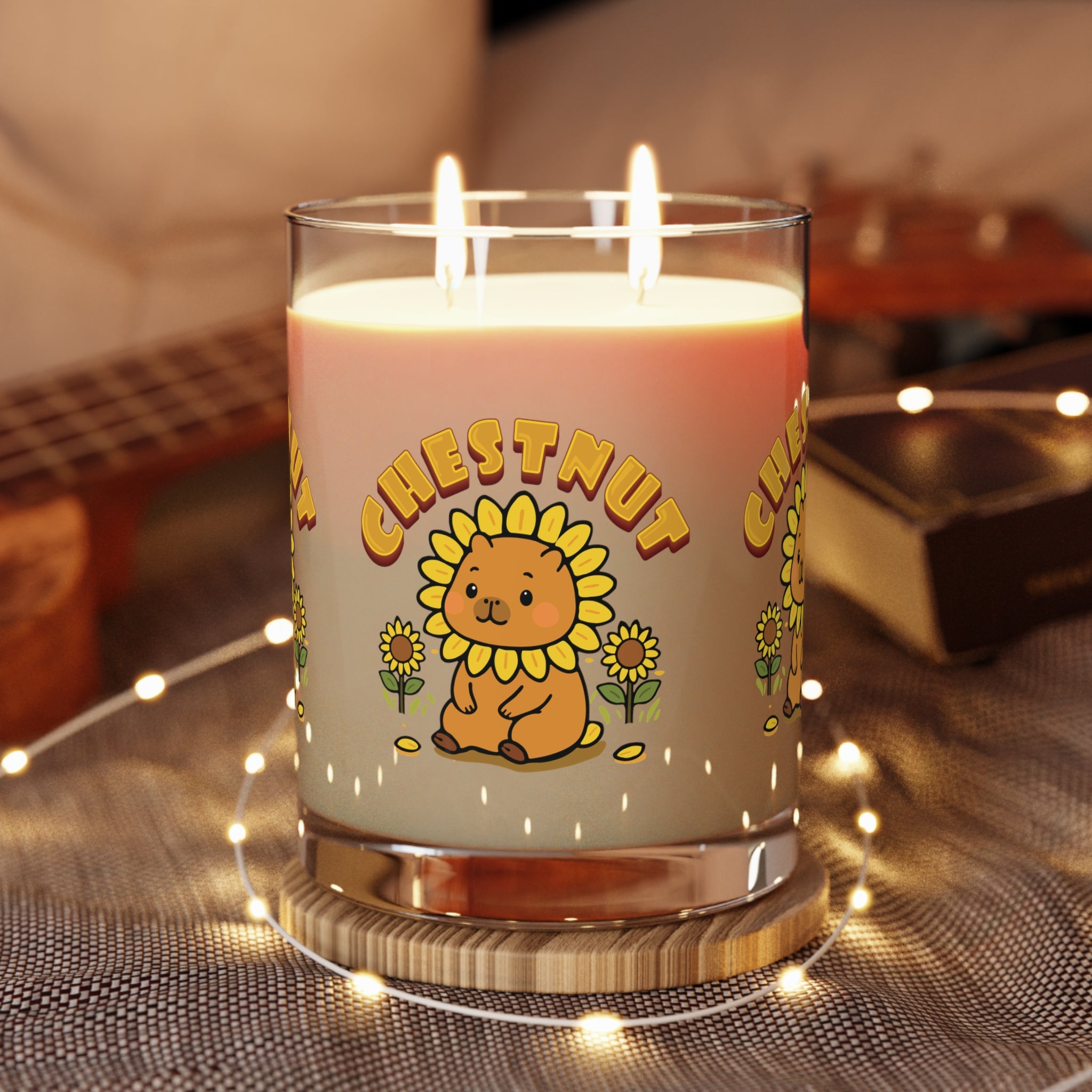 Chestnut the Sunflower Lover Capybara Cartoon Candle, Cute Kawaii Animal Gift