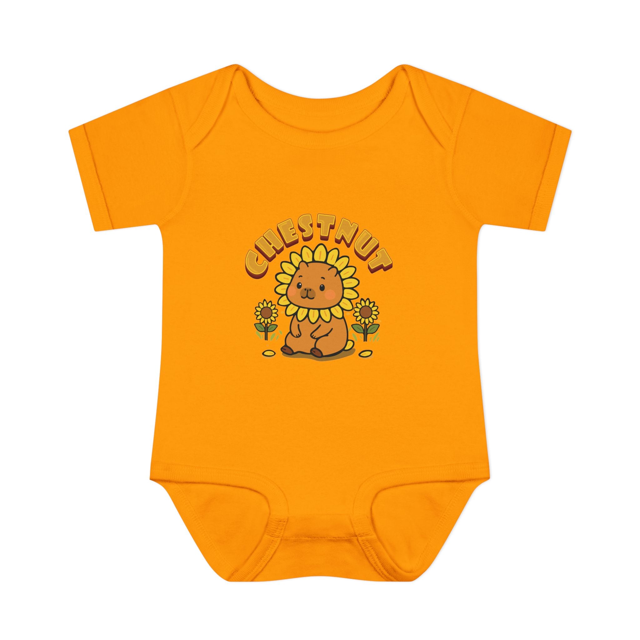 Chestnut the Sunflower Lover Capybara Cartoon Bodysuit, Cute Kawaii Animal Gift