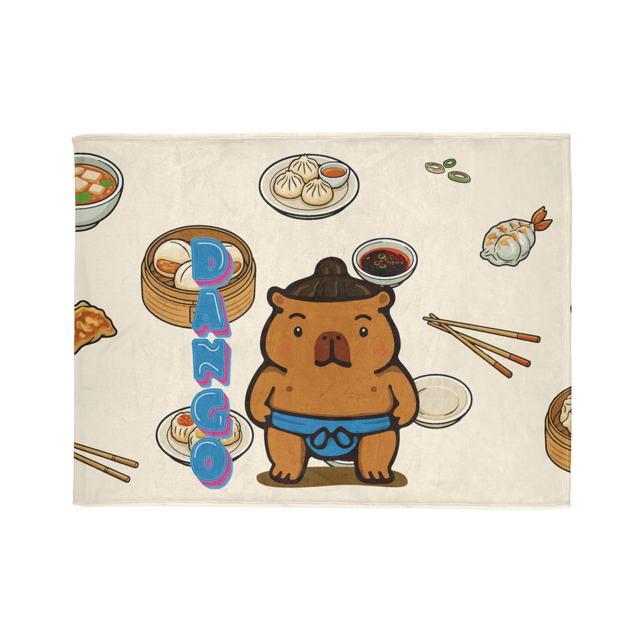 Dango the Sumo Lover Capybara Cartoon Soft Blanket, Cute Kawaii Animal Gift