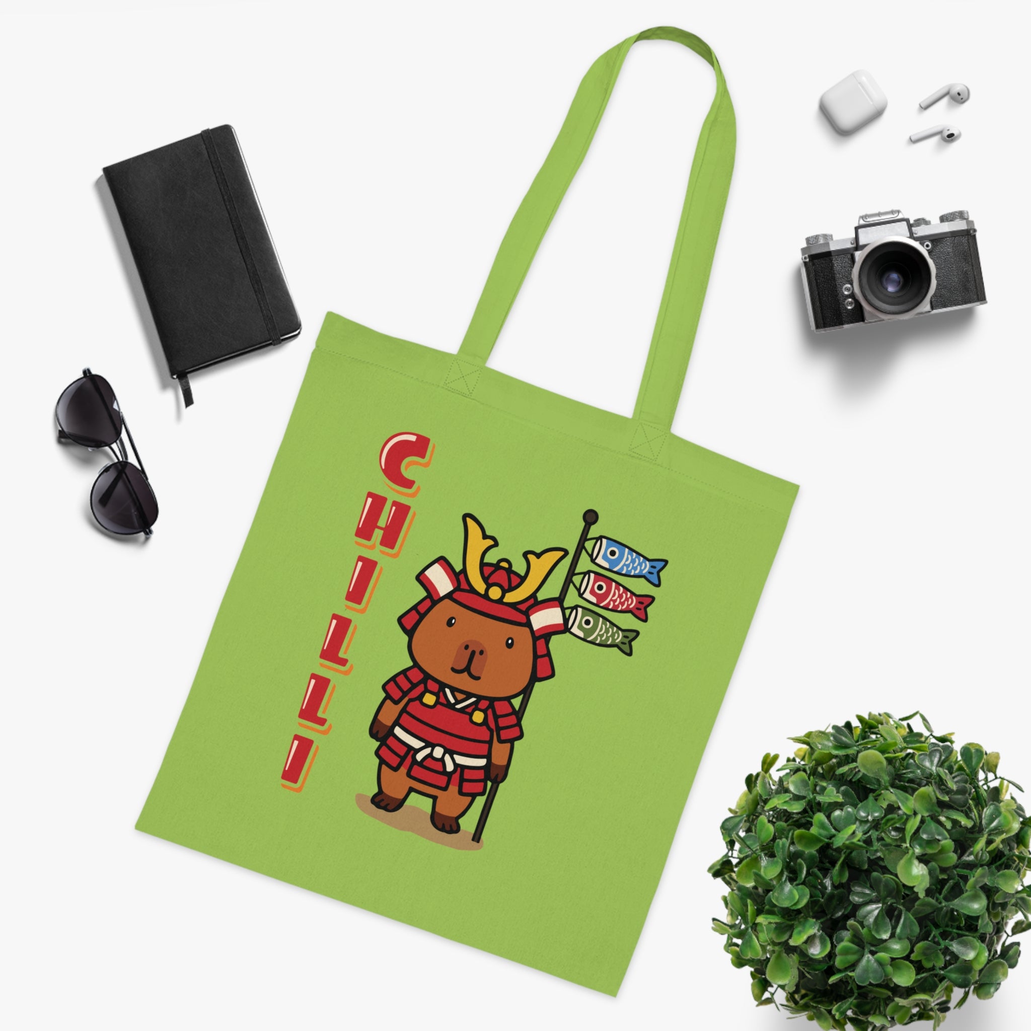 Chilli the Samurai Warrior Capybara Cartoon Tote Bag, Cute Kawaii Animal Gift