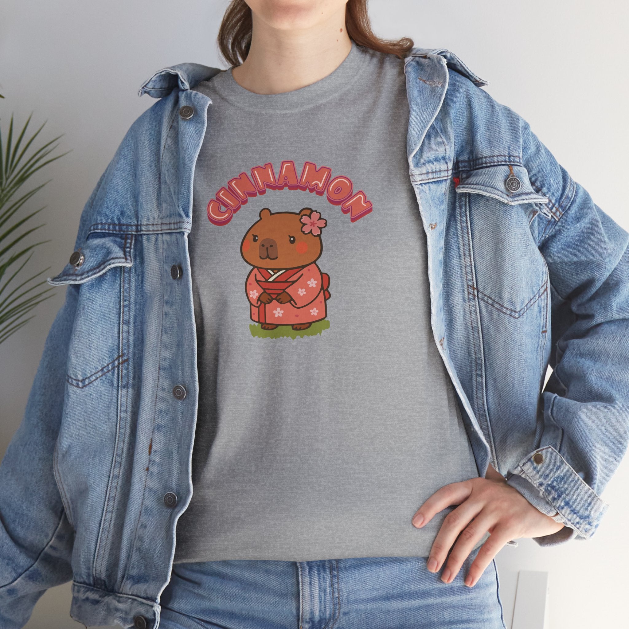 Cinnamon the Cherry Blossom Lover Capybara Cartoon T-Shirt, Cute Kawaii Animal Gift