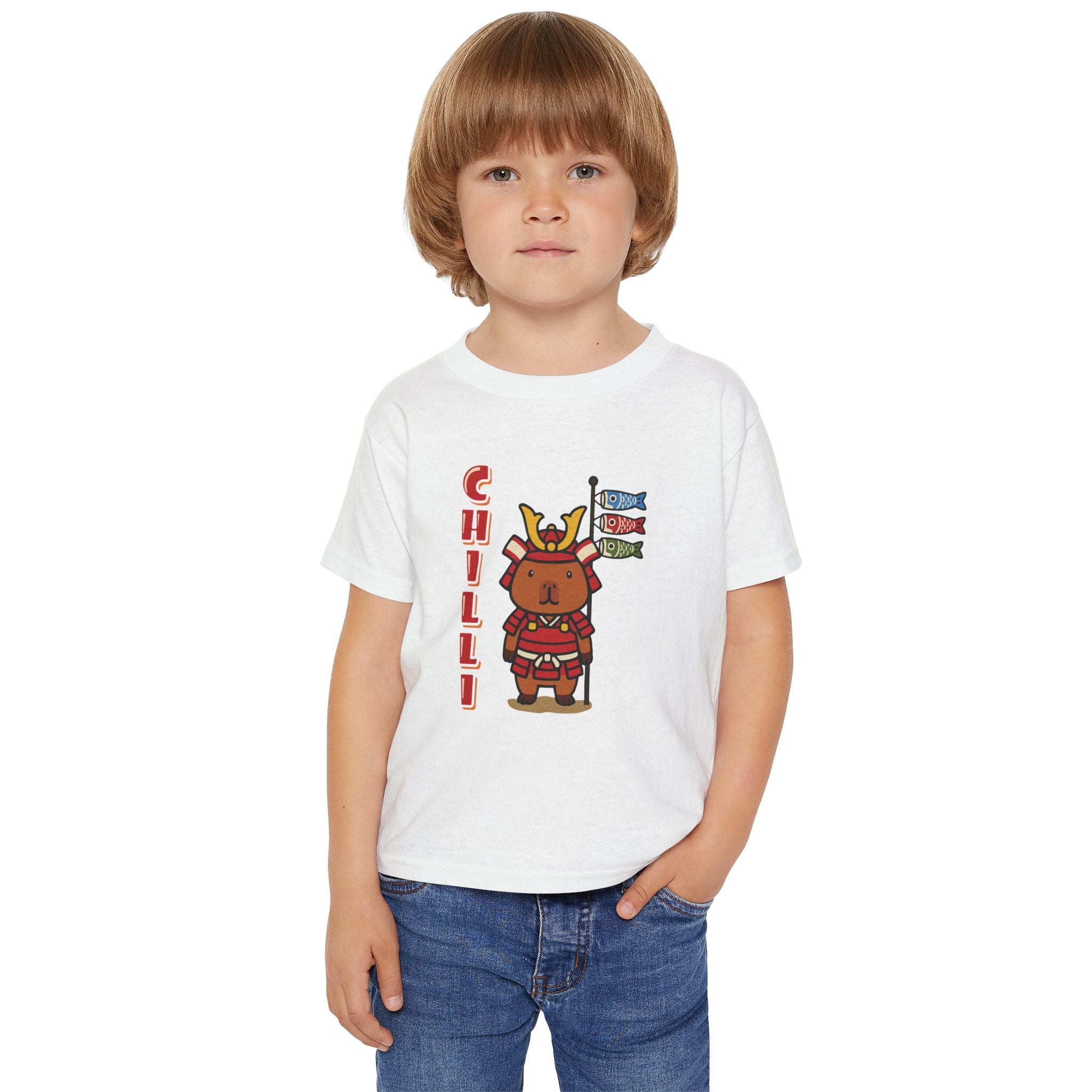 Chilli the Samurai Warrior Capybara Cartoon T-Shirt, Cute Kawaii Animal Gift