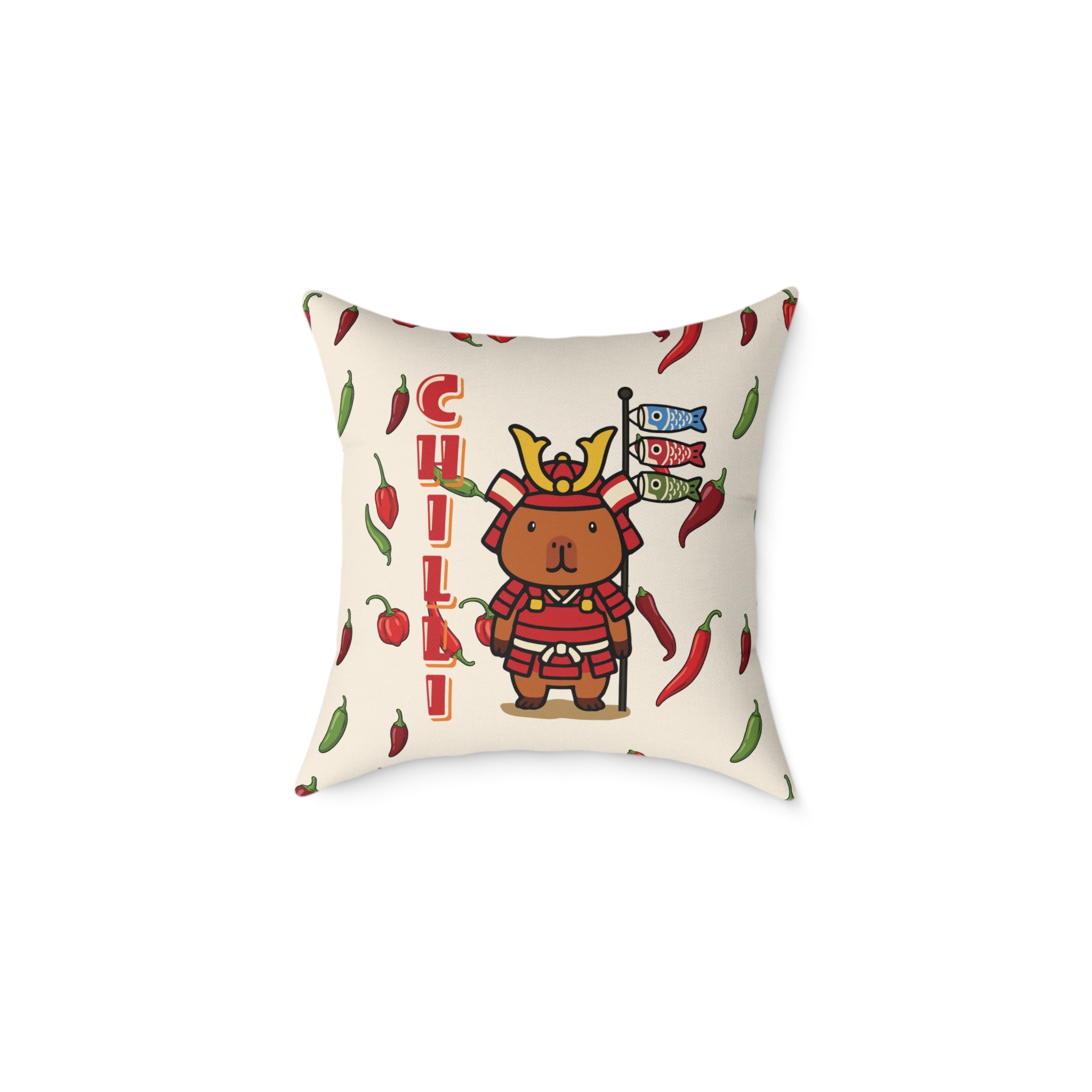 Chilli the Samurai Warrior Capybara Cartoon Pillow, Cute Kawaii Animal Gift