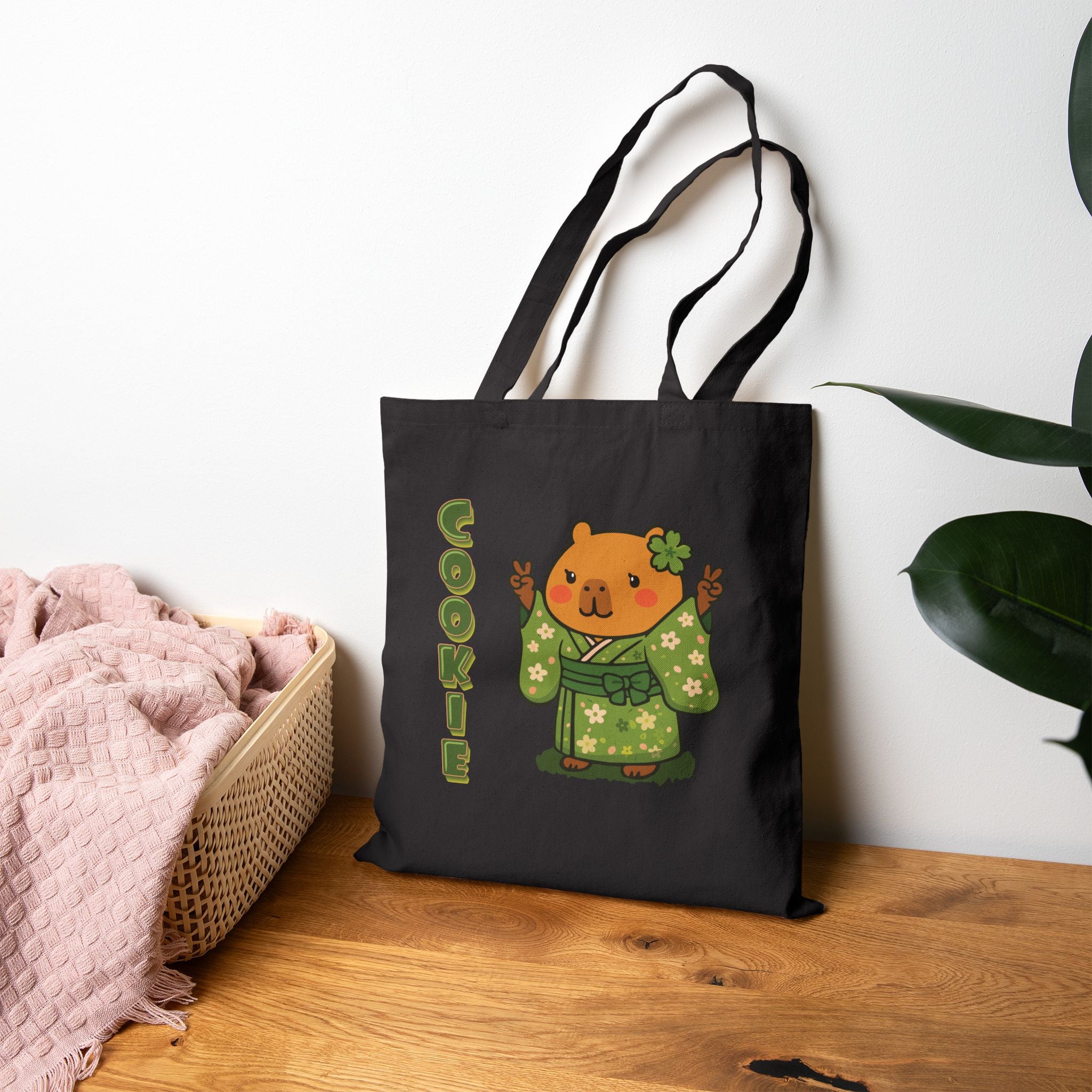 Cookie the Fun Lover Capybara Cartoon Tote Bag, Cute Kawaii Animal Gift