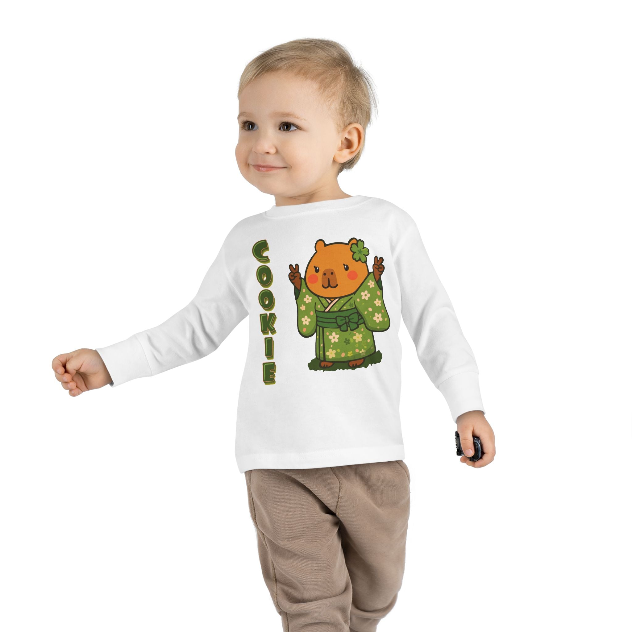 Cookie the Fun Lover Capybara Cartoon long sleeve shirt, Cute Kawaii Animal Gift