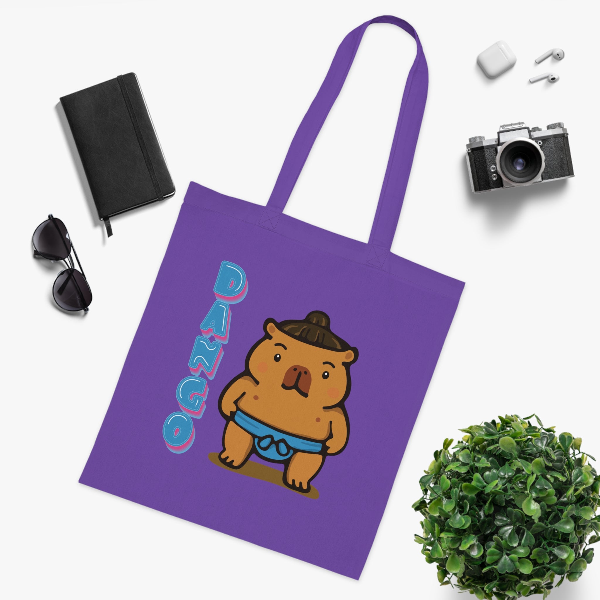 Dango the Sumo Lover Capybara Cartoon Tote Bag, Cute Kawaii Animal Gift
