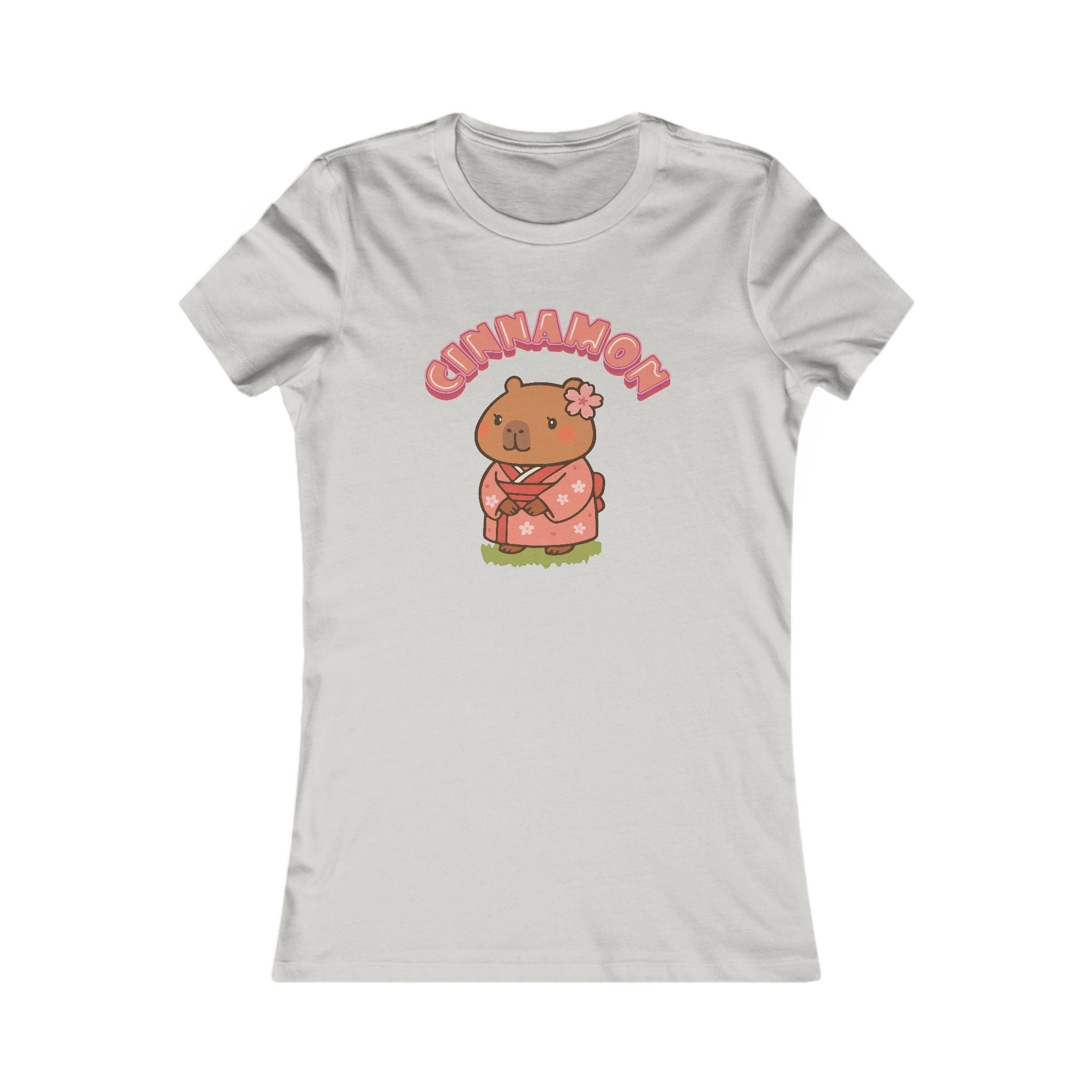 Cinnamon the Cherry Blossom Lover Capybara Cartoon T-Shirt, Cute Kawaii Animal Gift